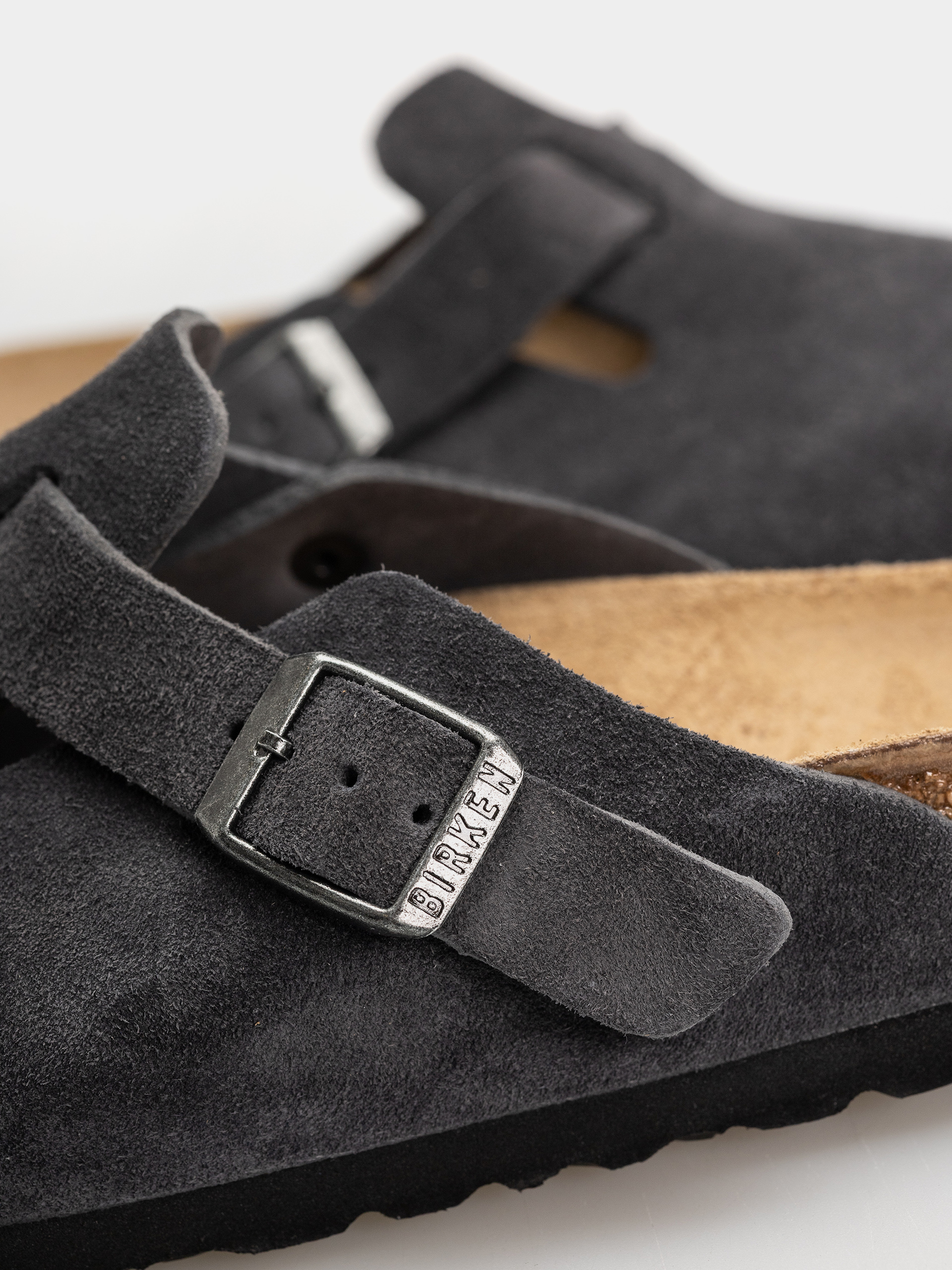 Birkenstock Boston Suede Leather Narrow Flip-flop papucsok (charcoal)