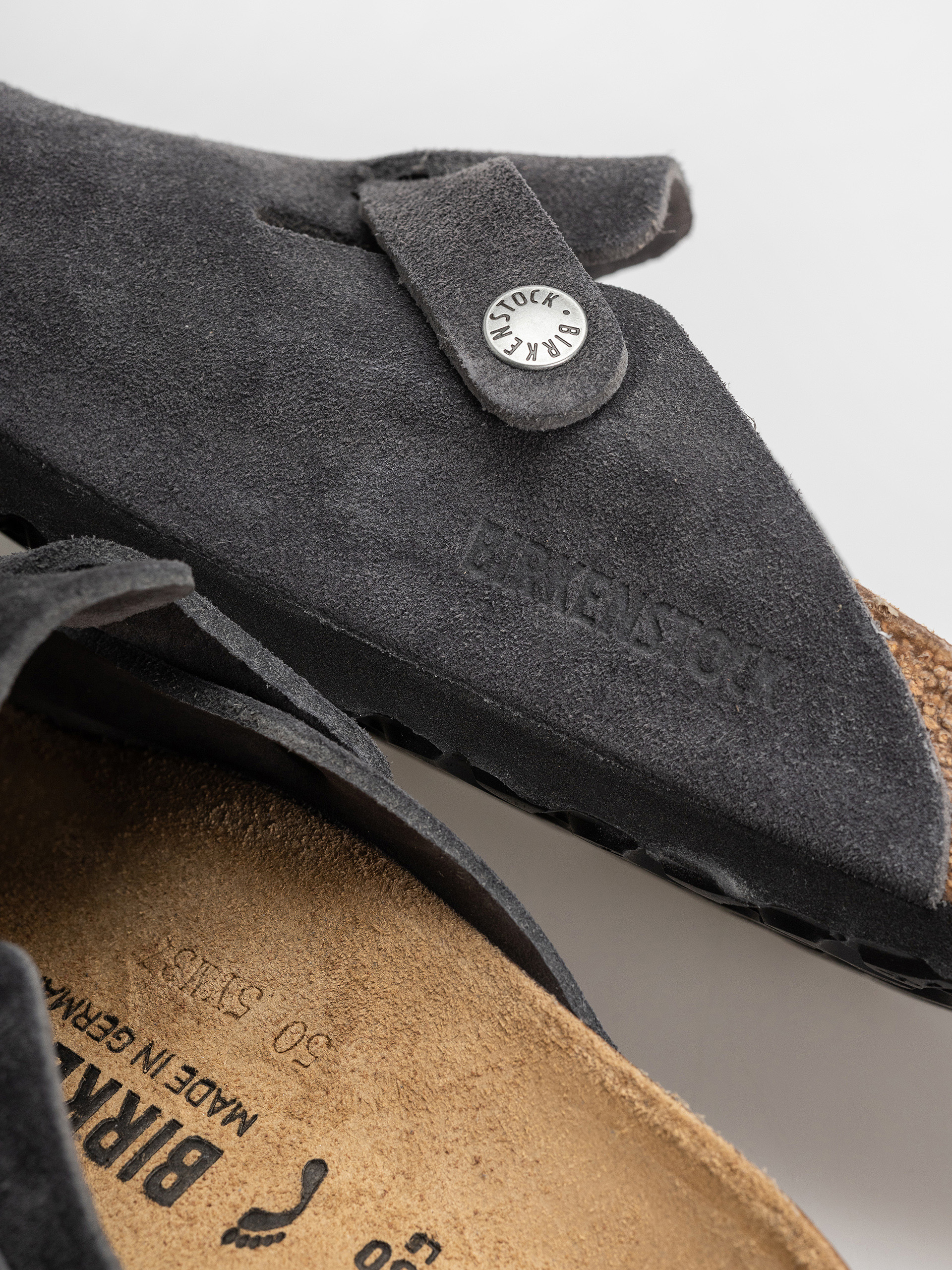 Birkenstock Boston Suede Leather Narrow Flip-flop papucsok (charcoal)