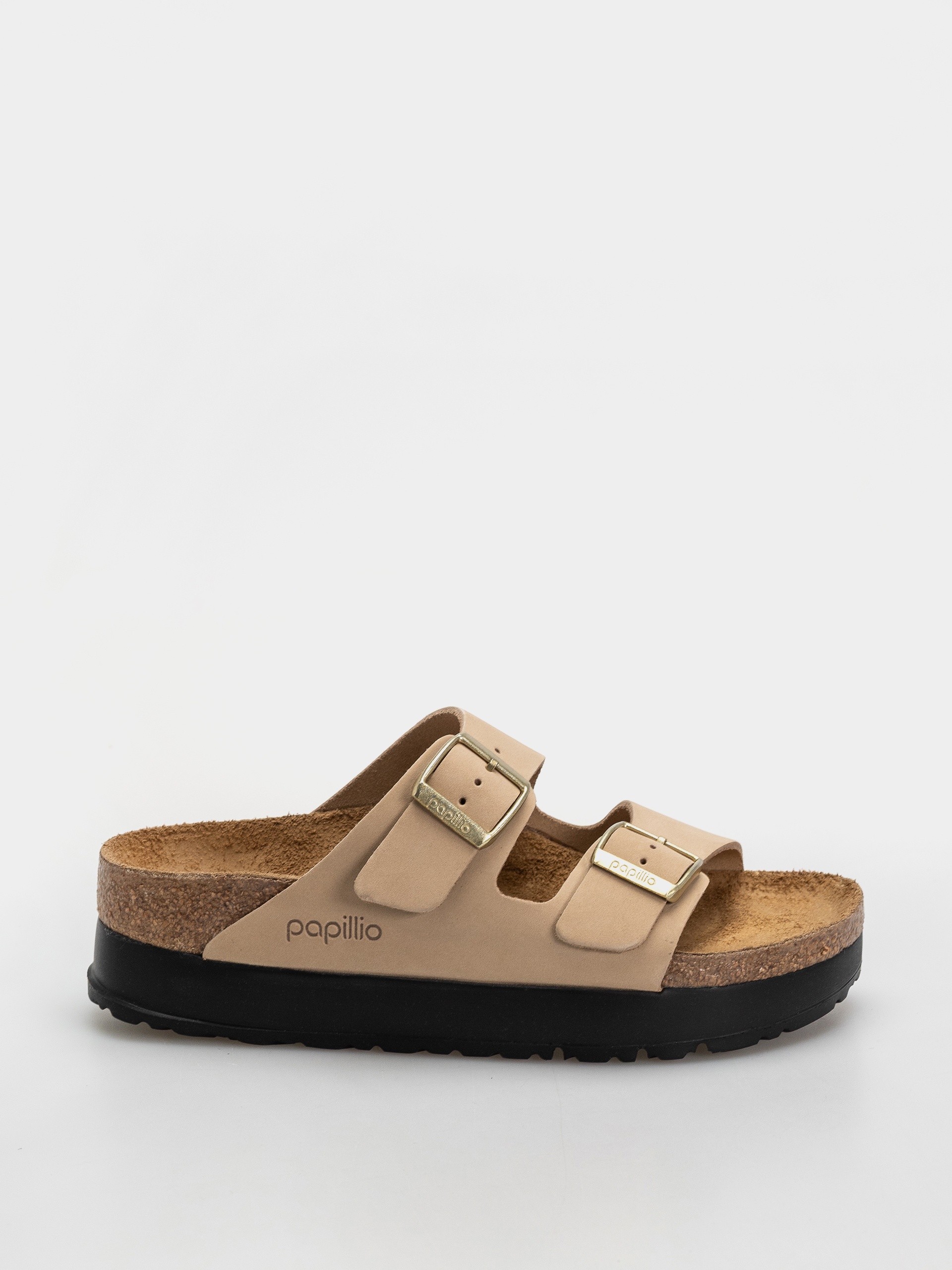 Birkenstock Arizona Flex Platform Nubuck Leather Narrow Wmn Flip-flop papucsok (sandcastle)