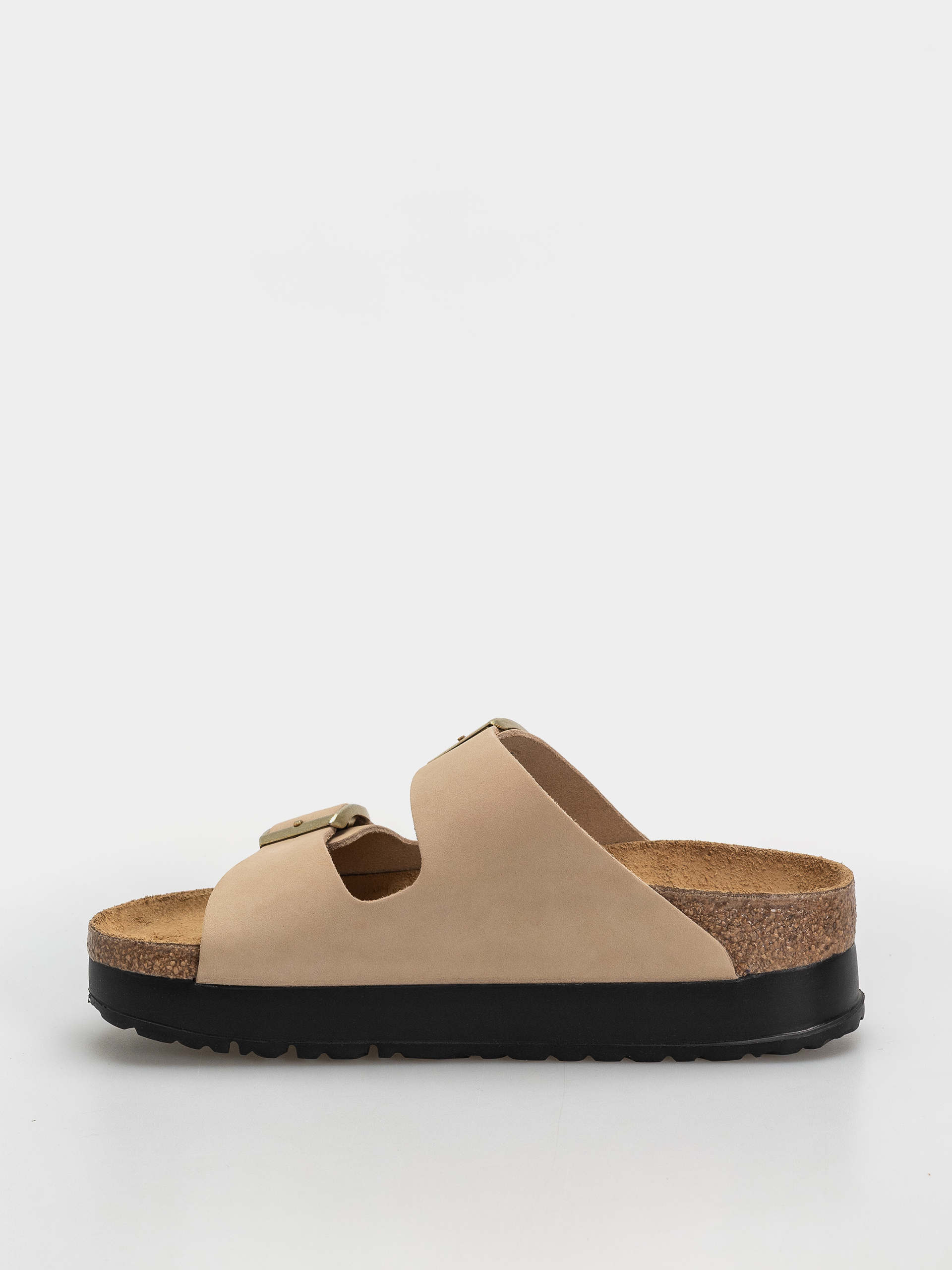 Birkenstock Arizona Flex Platform Nubuck Leather Narrow Wmn Flip-flop papucsok (sandcastle)