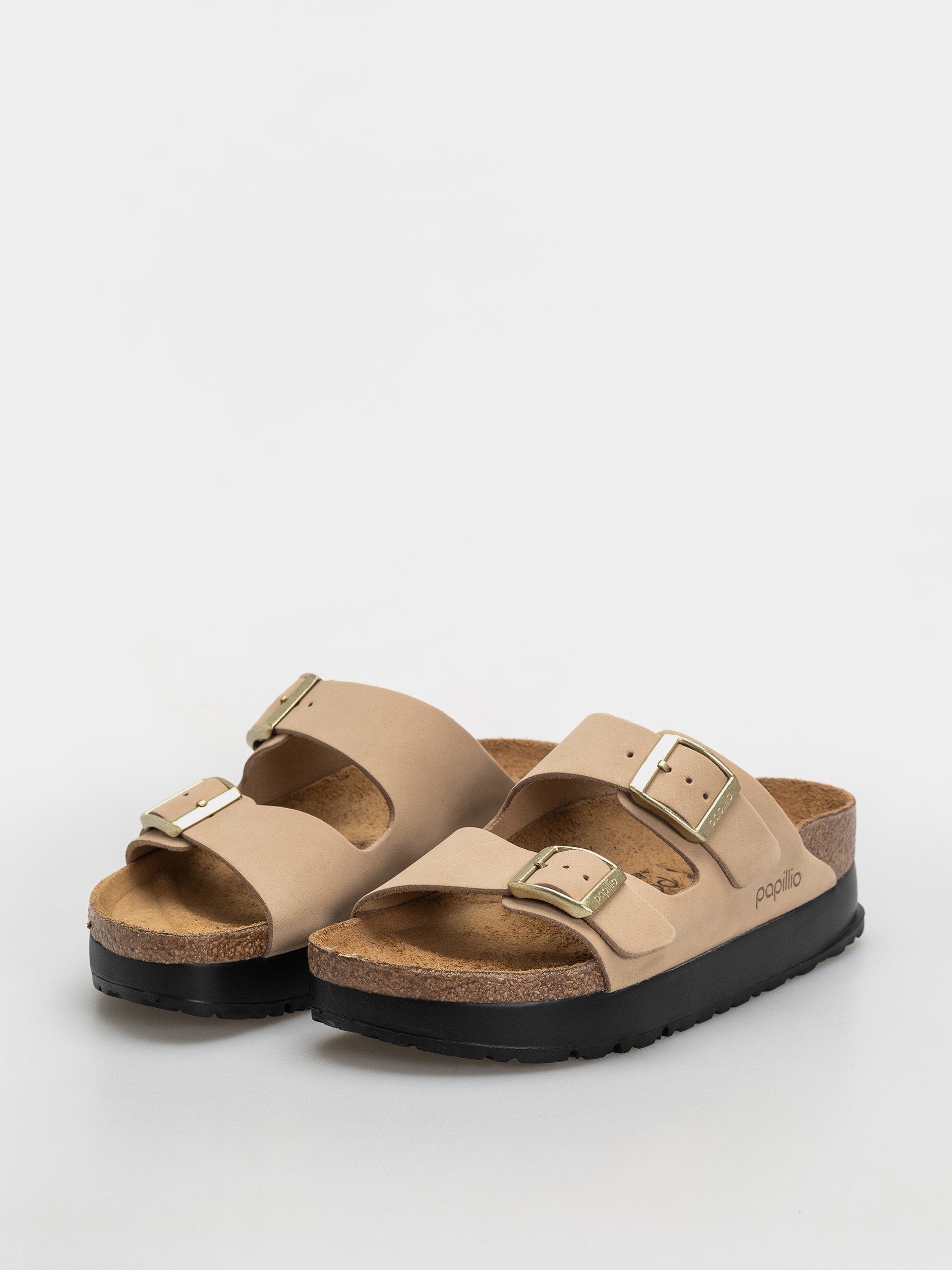 Birkenstock Arizona Flex Platform Nubuck Leather Narrow Wmn Flip-flop papucsok (sandcastle)
