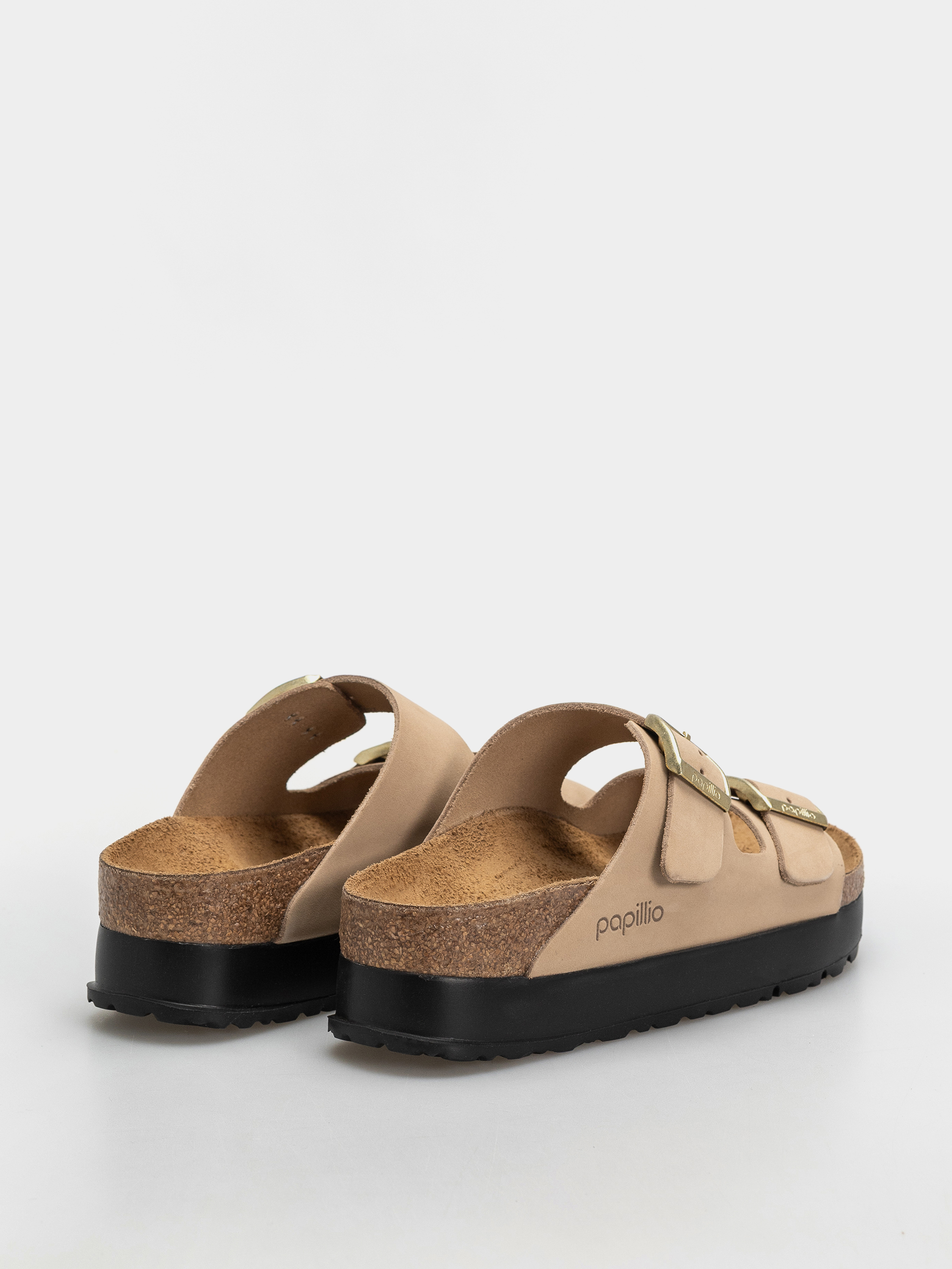 Birkenstock Arizona Flex Platform Nubuck Leather Narrow Wmn Flip-flop papucsok (sandcastle)