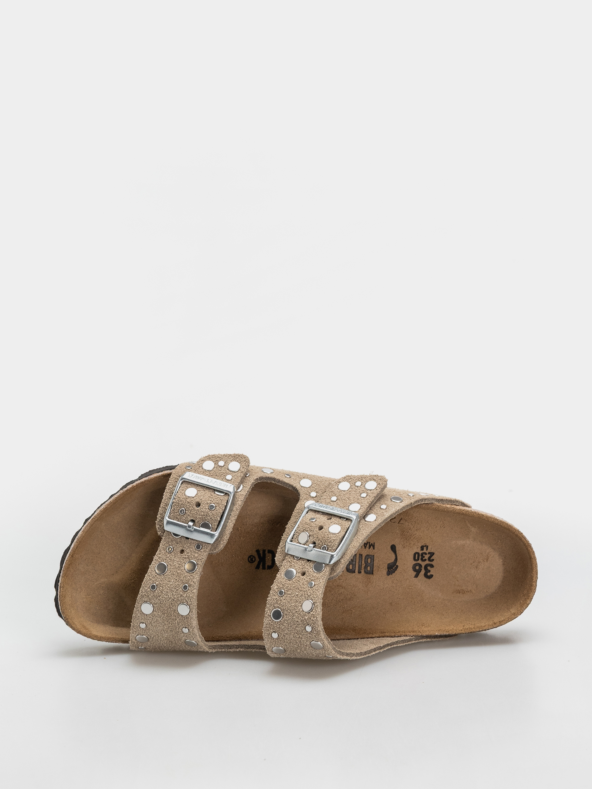 Birkenstock Arizona Rivets Suede Leather Narrow Wmn Flip-flop papucsok (taupe)