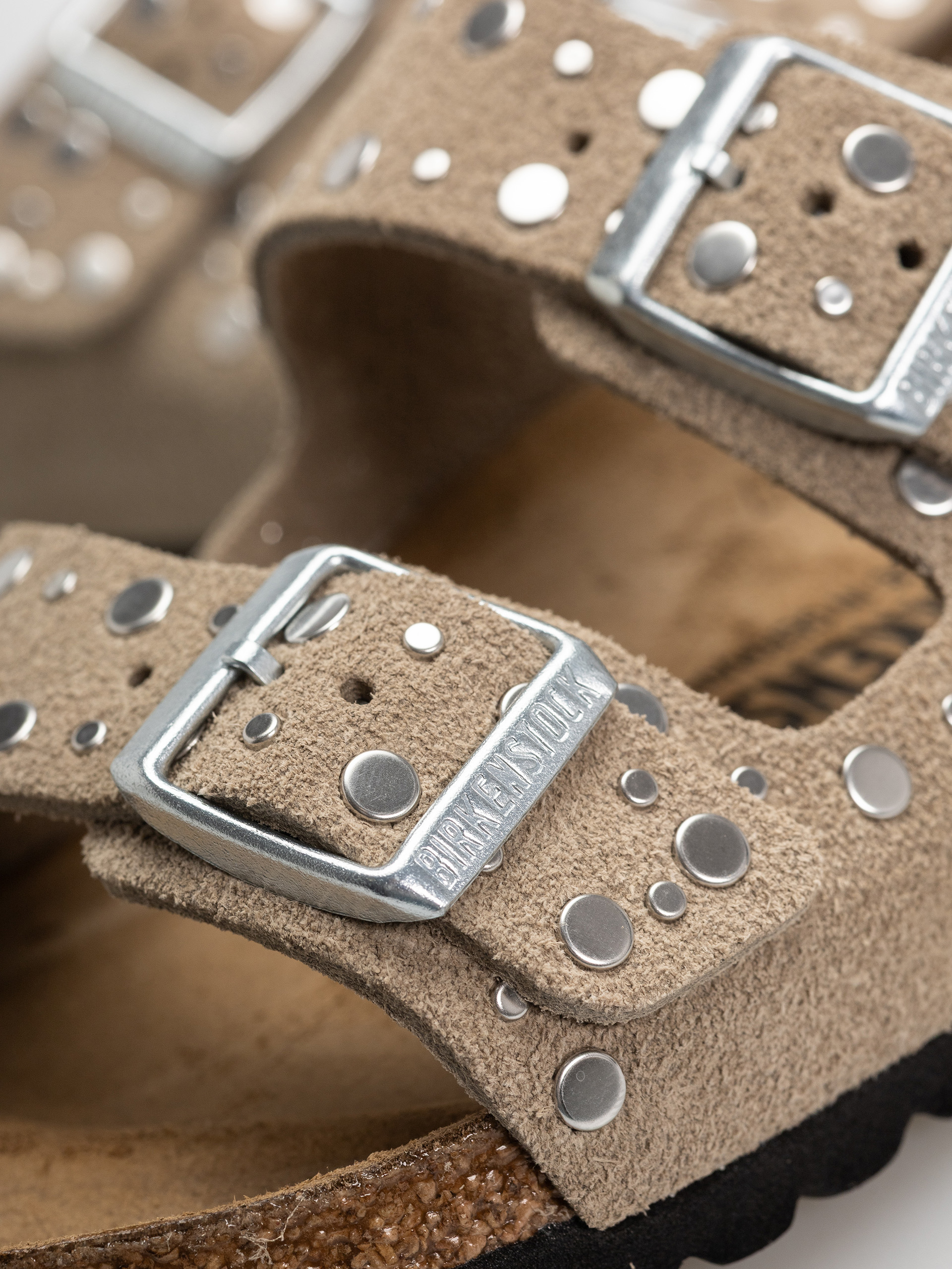 Birkenstock Arizona Rivets Suede Leather Narrow Wmn Flip-flop papucsok (taupe)