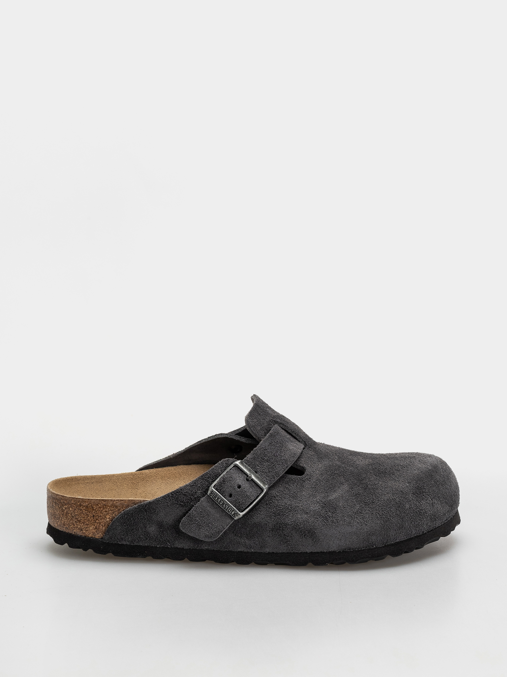 Birkenstock Boston Suede Leather Regular Flip-flop papucsok (charcoal)