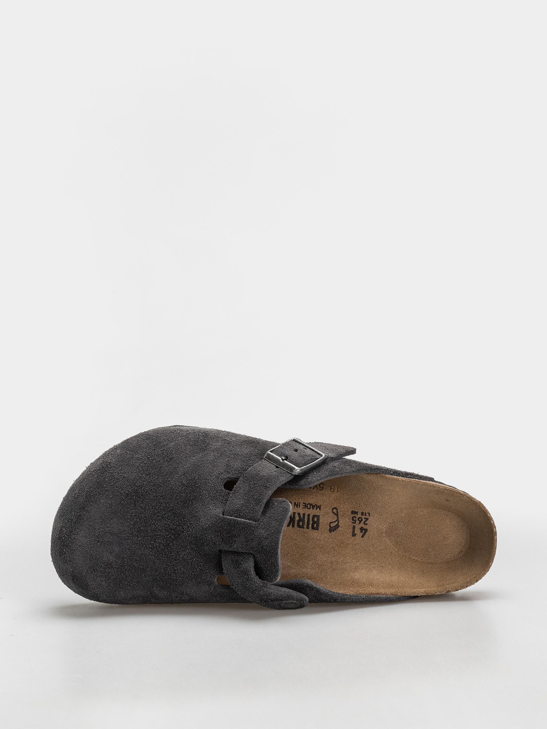Birkenstock Boston Suede Leather Regular Flip-flop papucsok (charcoal)