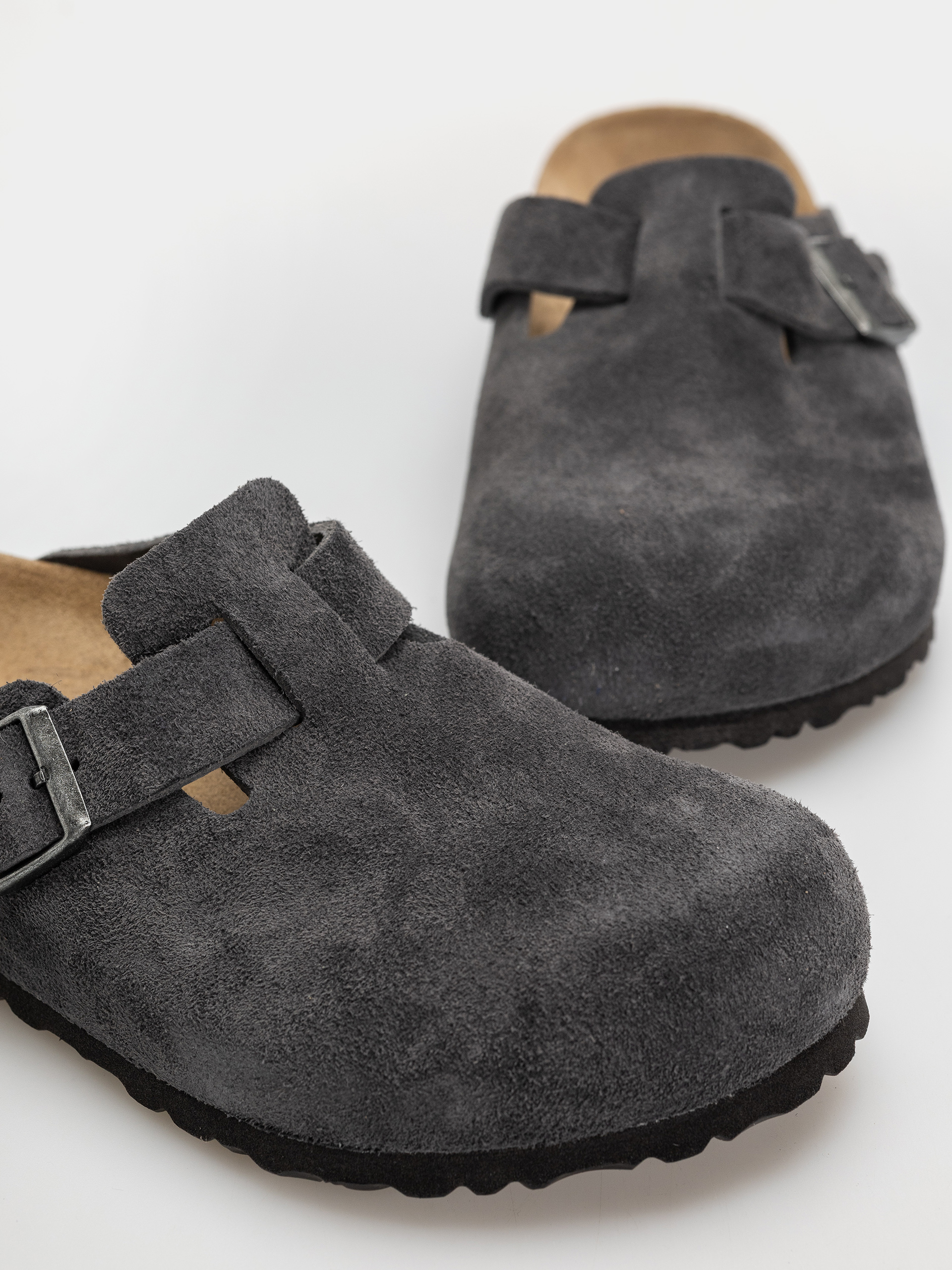 Birkenstock Boston Suede Leather Regular Flip-flop papucsok (charcoal)