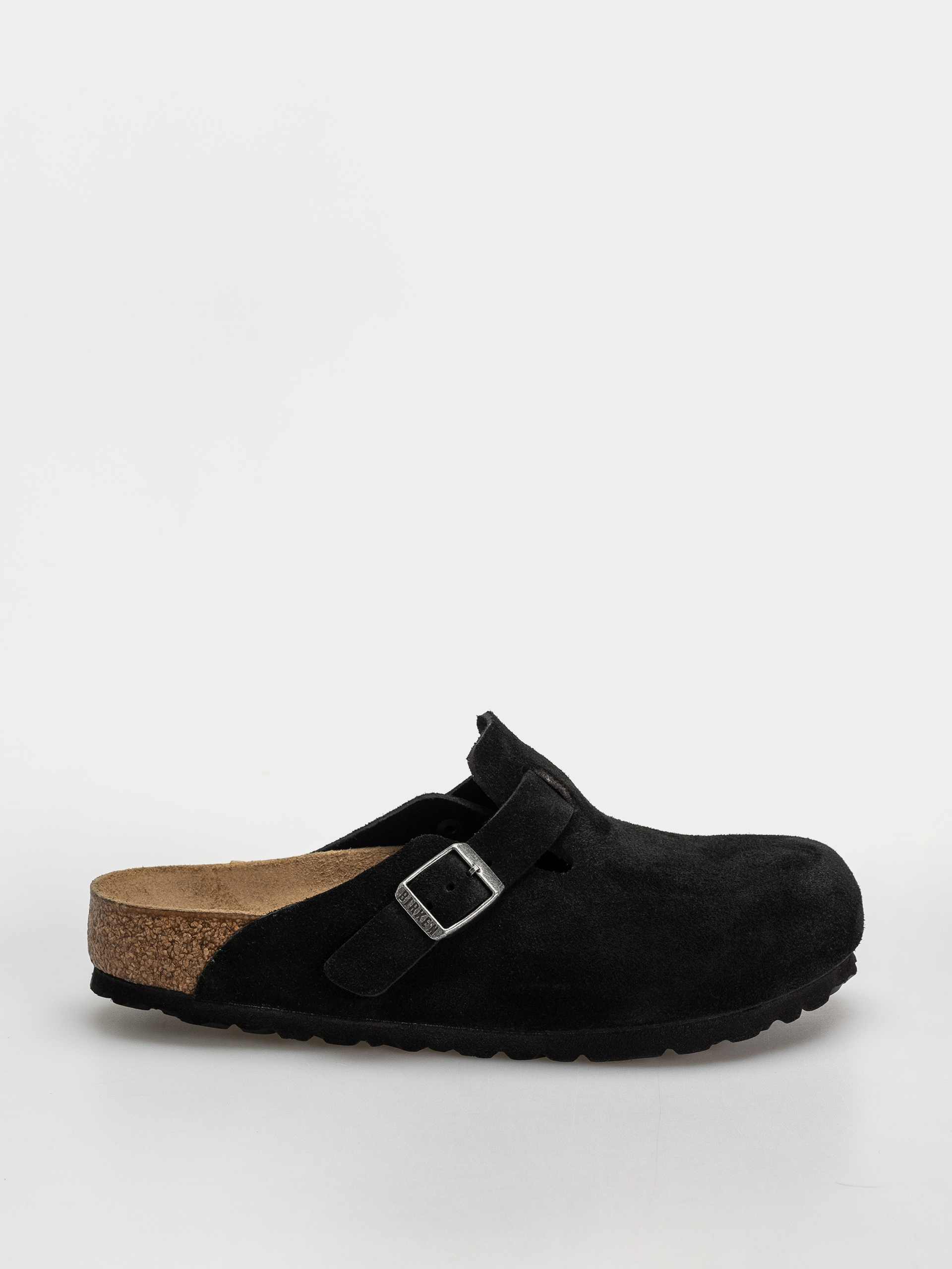 Birkenstock Boston Suede Leather Regular Flip-flop papucsok (black)