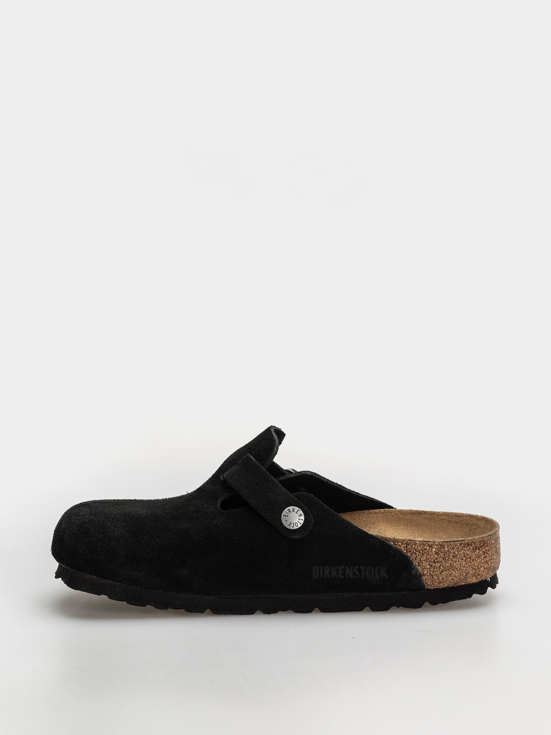 Birkenstock Boston Suede Leather Regular Flip-flop papucsok (black)