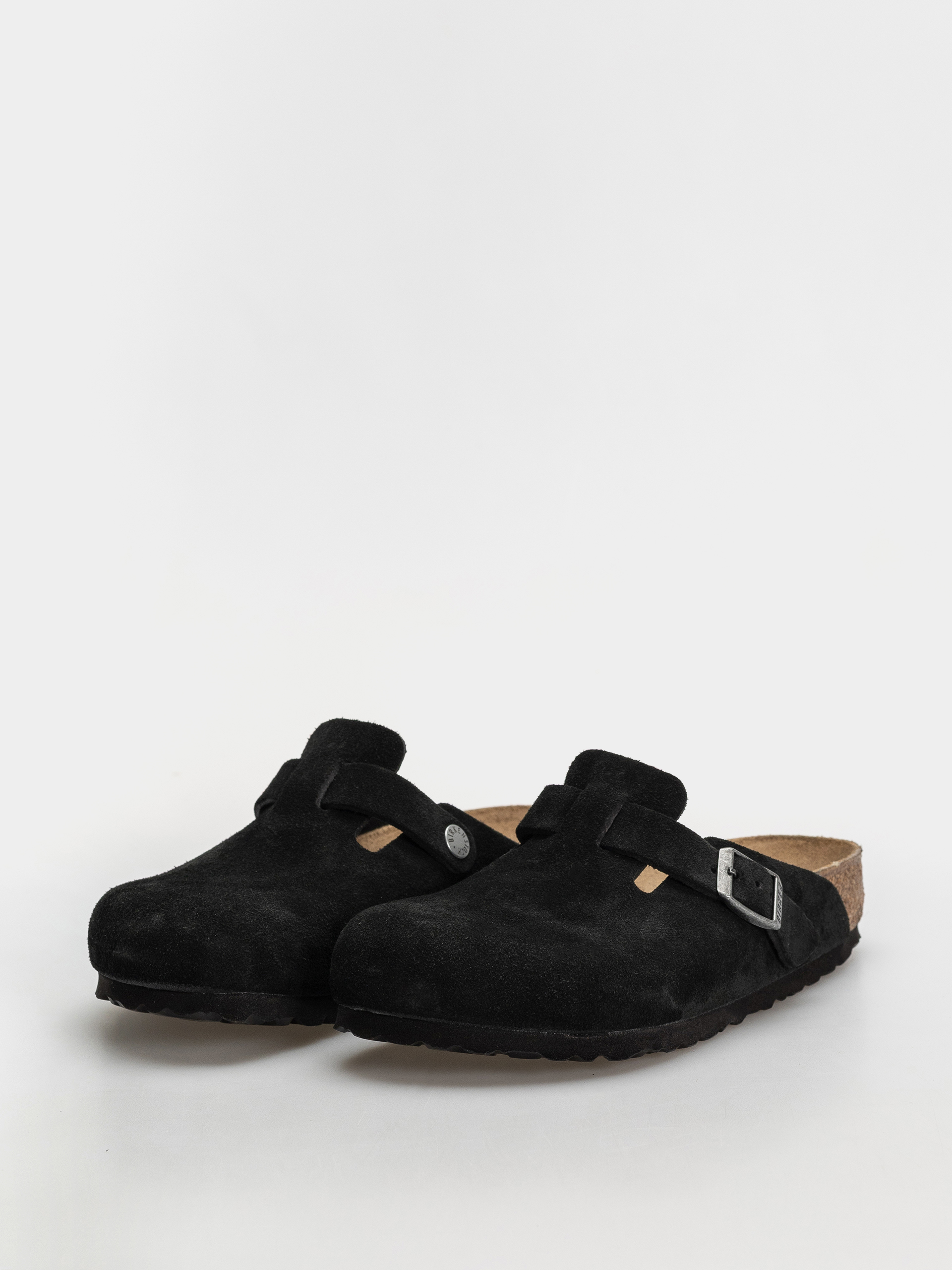 Birkenstock Boston Suede Leather Regular Flip-flop papucsok (black)