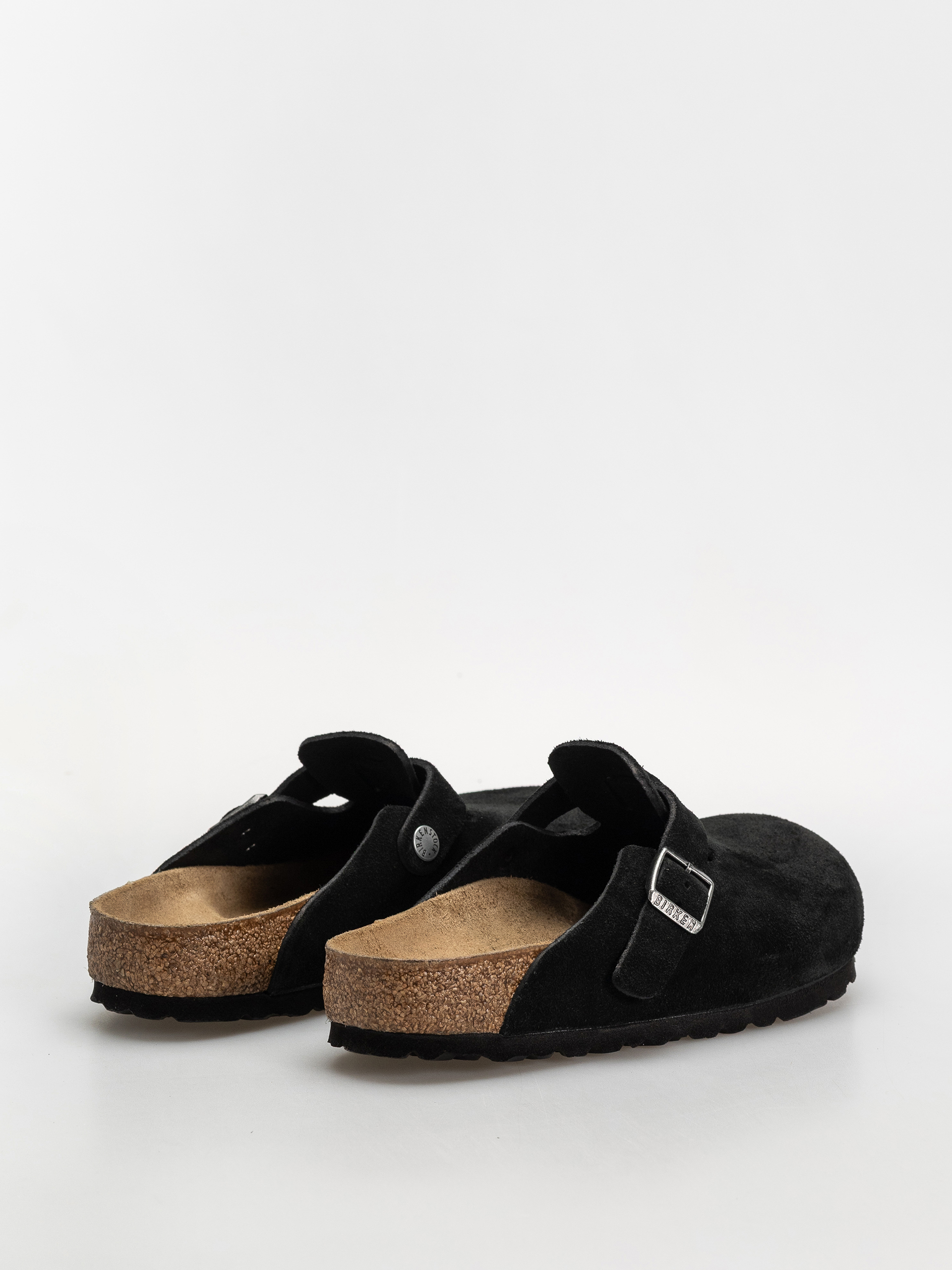 Birkenstock Boston Suede Leather Regular Flip-flop papucsok (black)