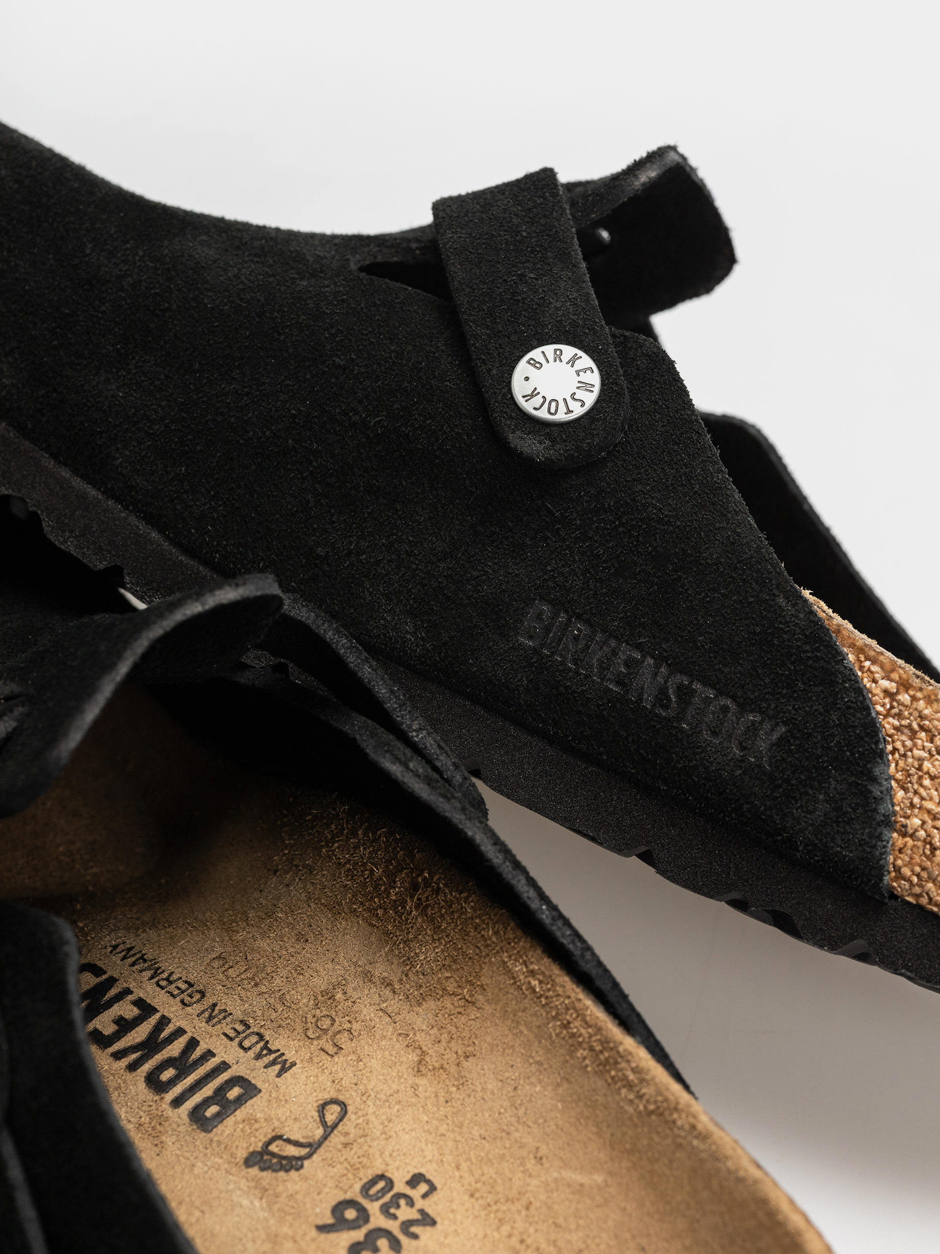 Birkenstock Boston Suede Leather Regular Flip-flop papucsok (black)