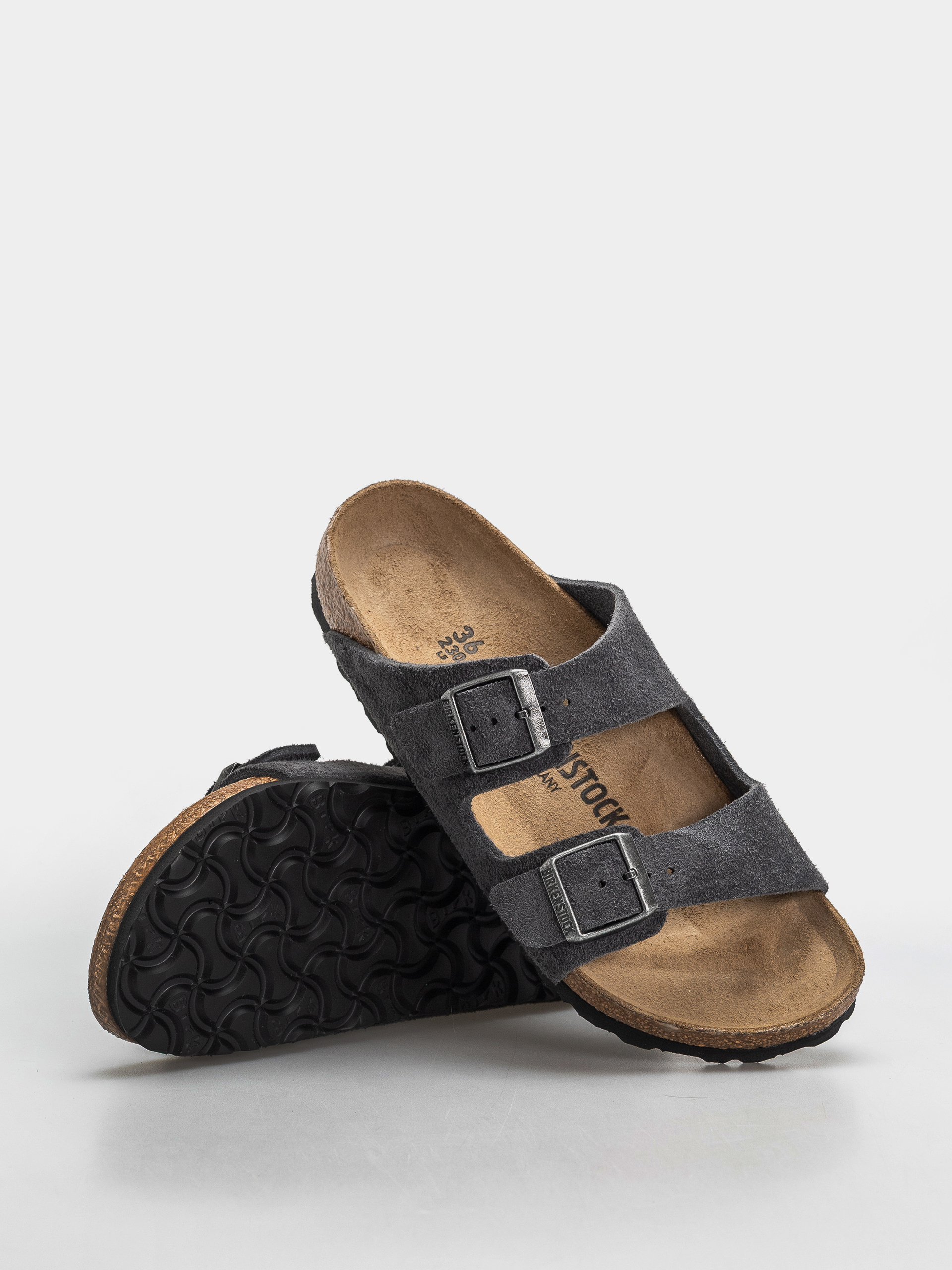Birkenstock Arizona Suede Leather Narrow Flip-flop papucsok (charcoal)