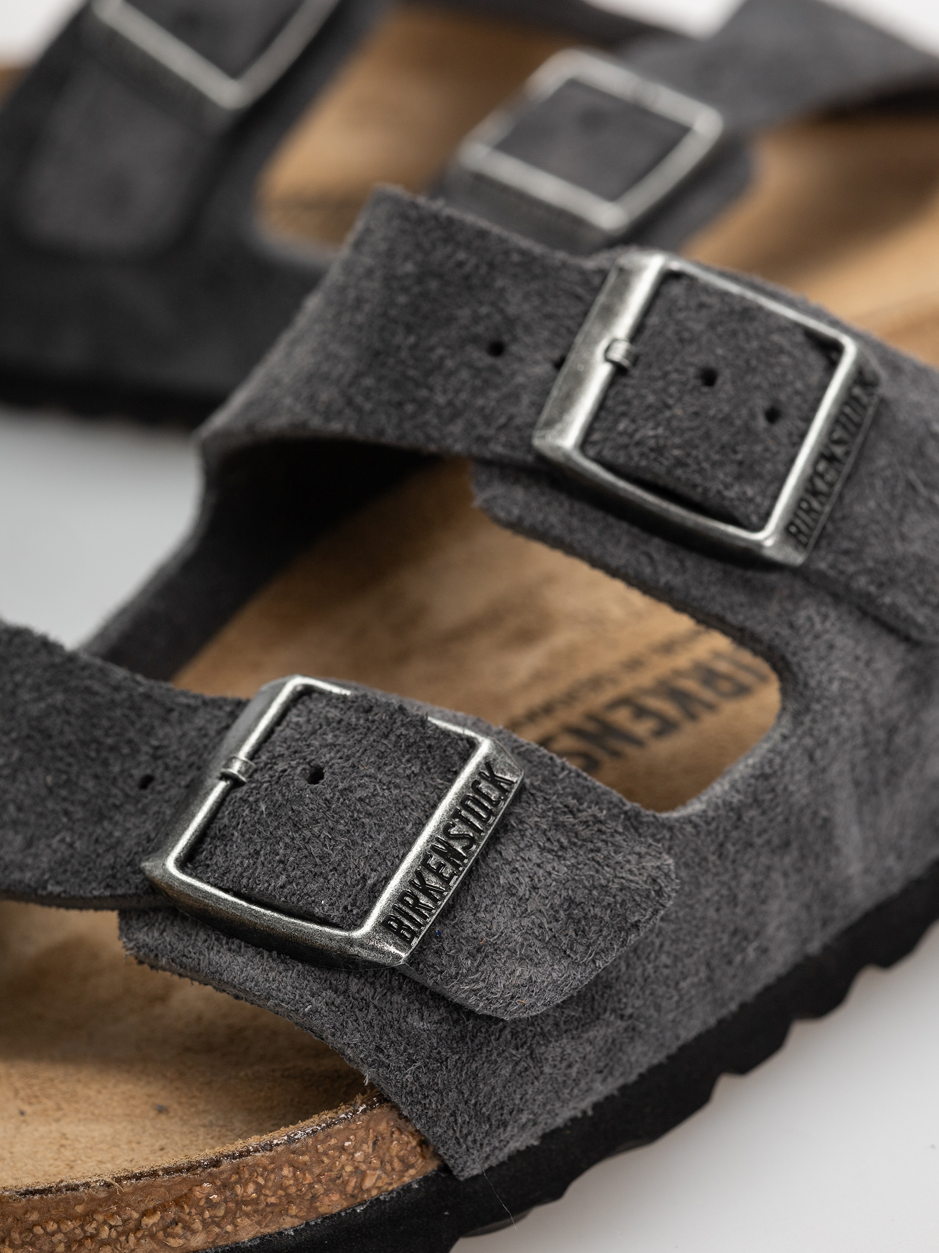 Birkenstock Arizona Suede Leather Narrow Flip-flop papucsok (charcoal)