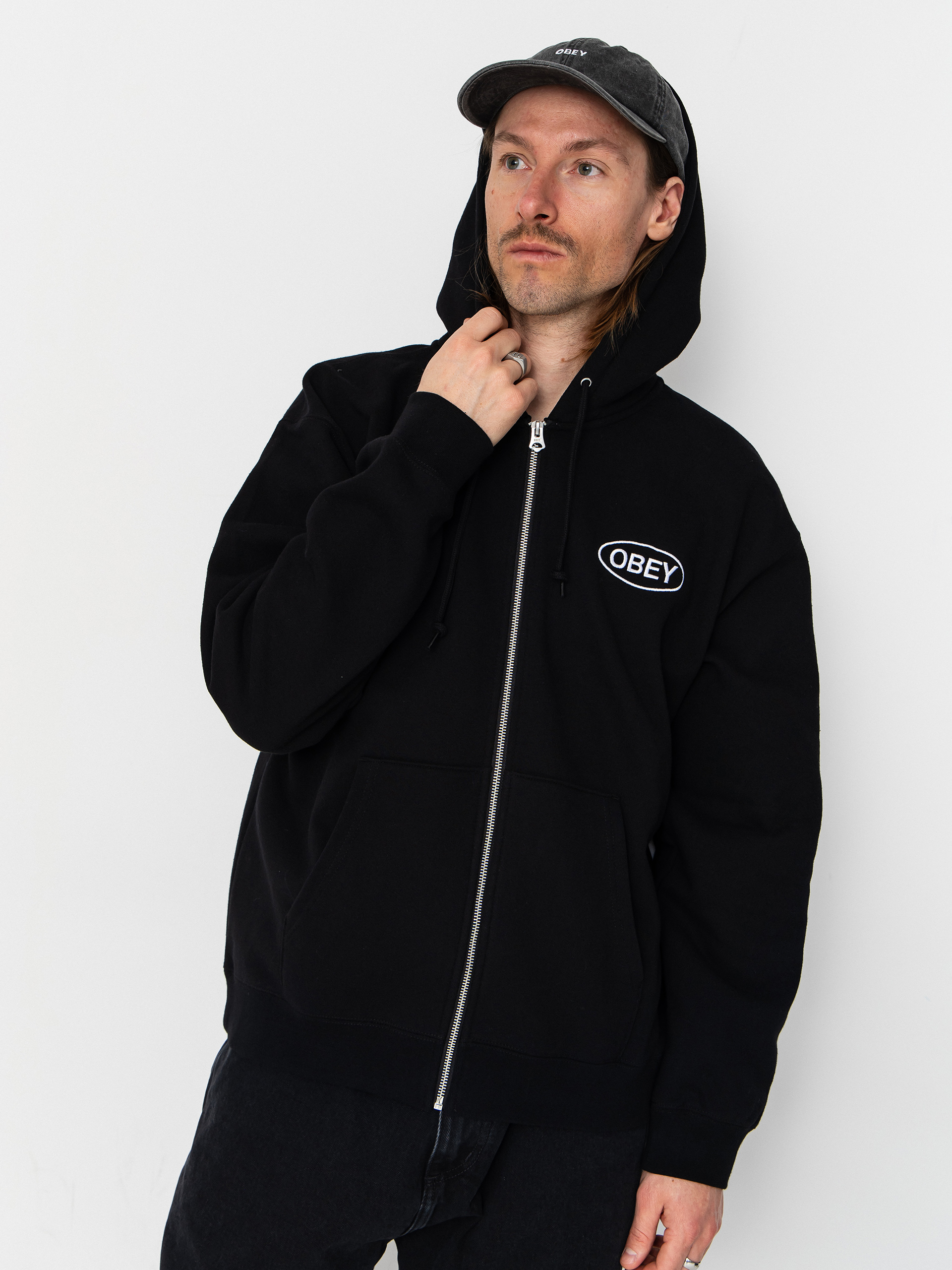 OBEY Oval ZHD Kapucnis pulóver (black)