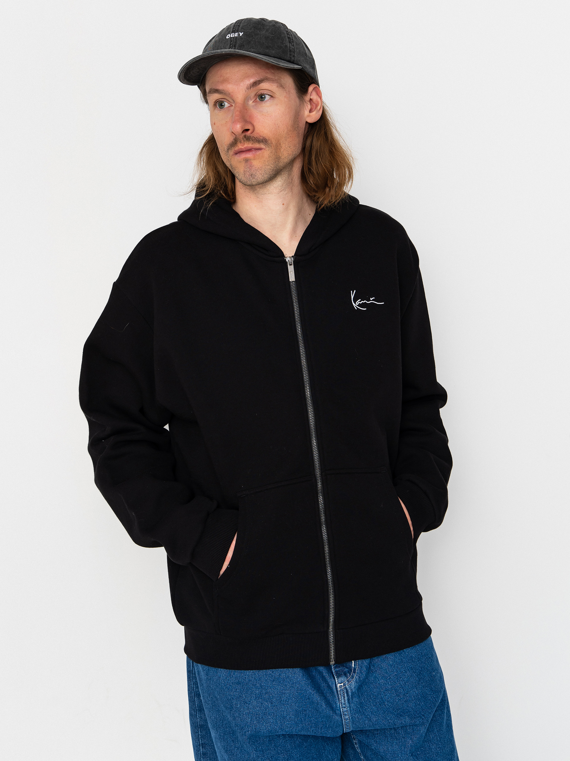 Karl Kani Chest Signature Essential ZHD Kapucnis pulu00f3ver (dark grey)