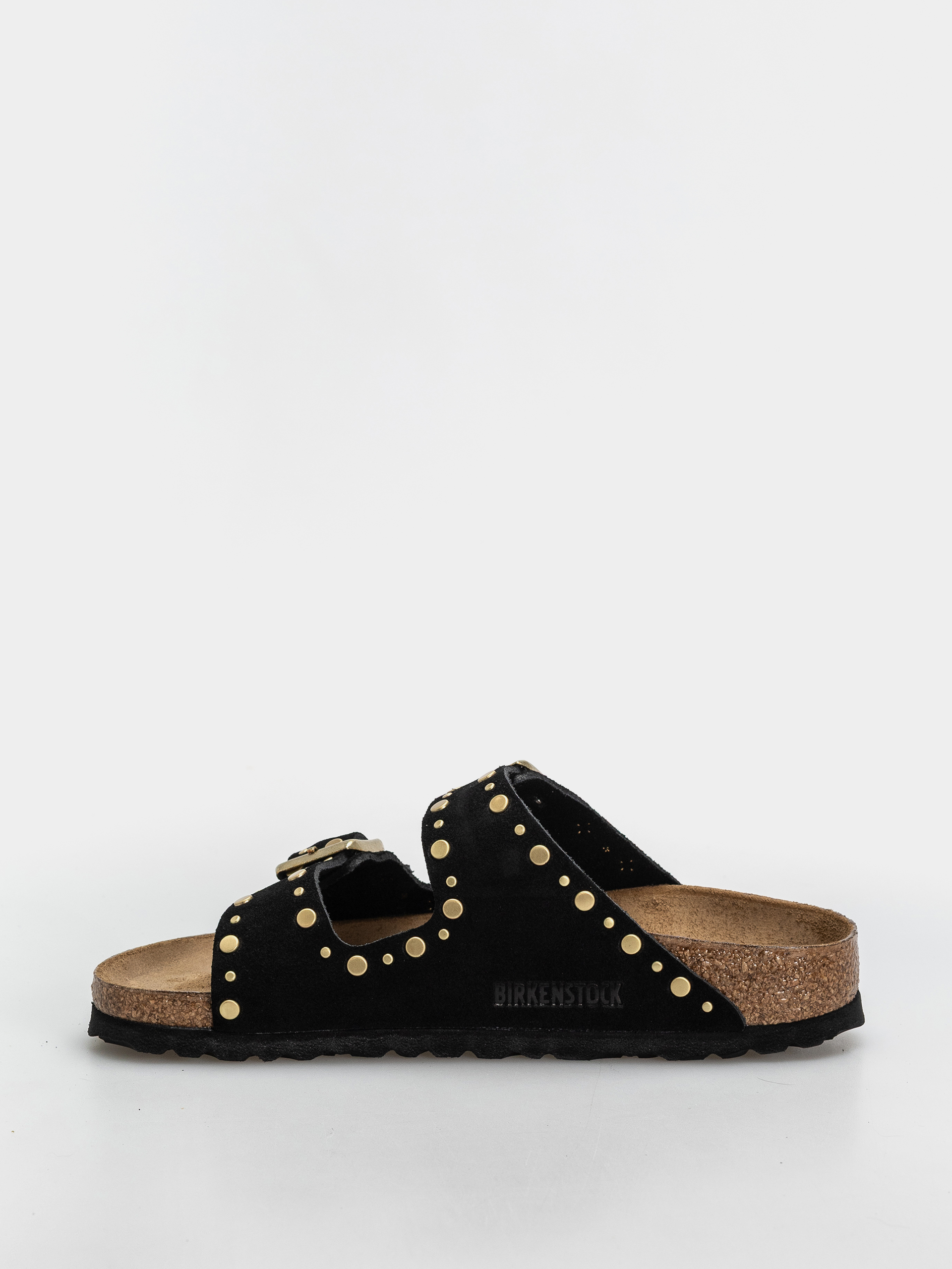 Birkenstock Arizona Rivets Suede Leather Narrow Wmn Flip-flop papucsok (black)