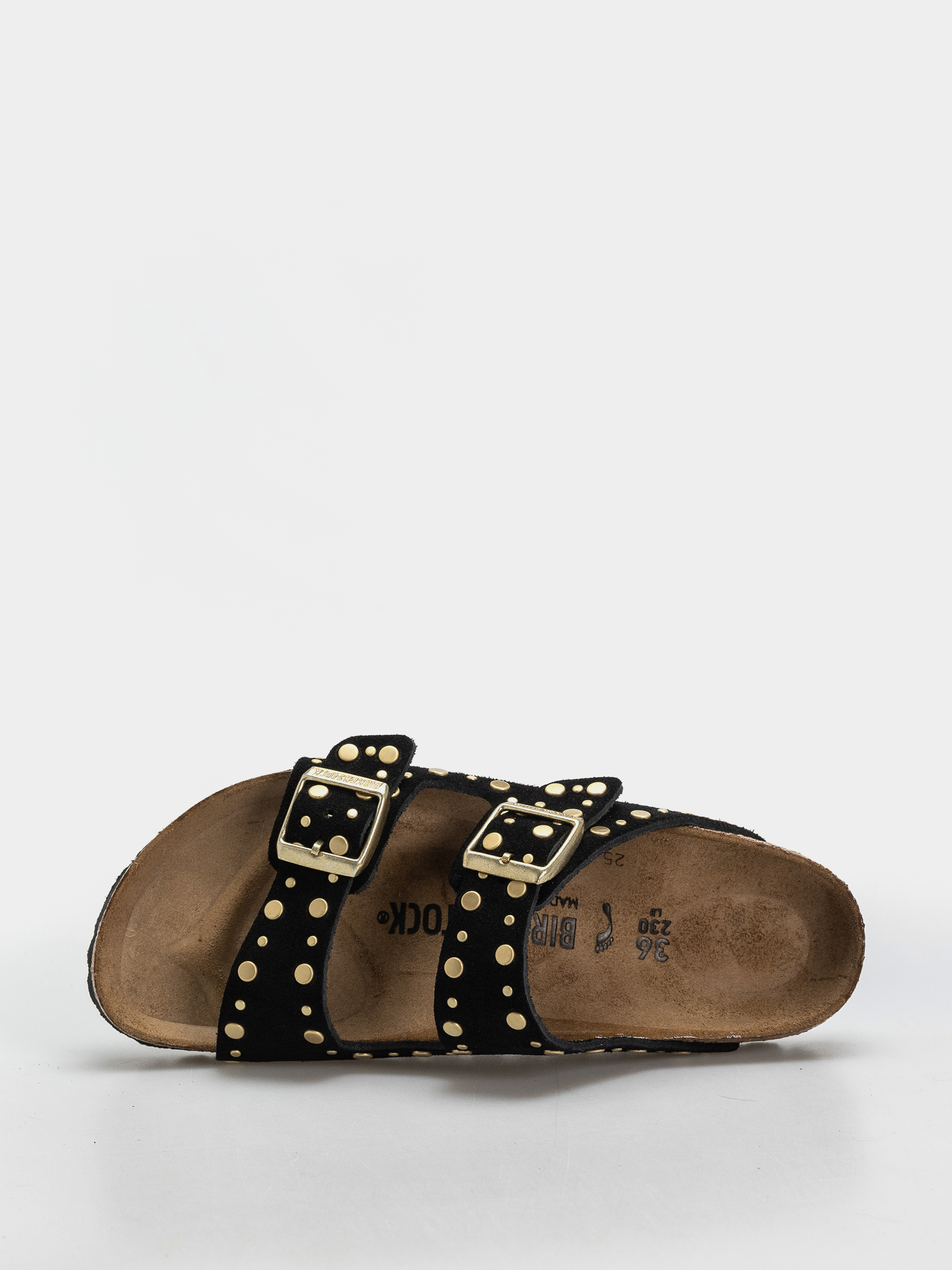 Birkenstock Arizona Rivets Suede Leather Narrow Wmn Flip-flop papucsok (black)