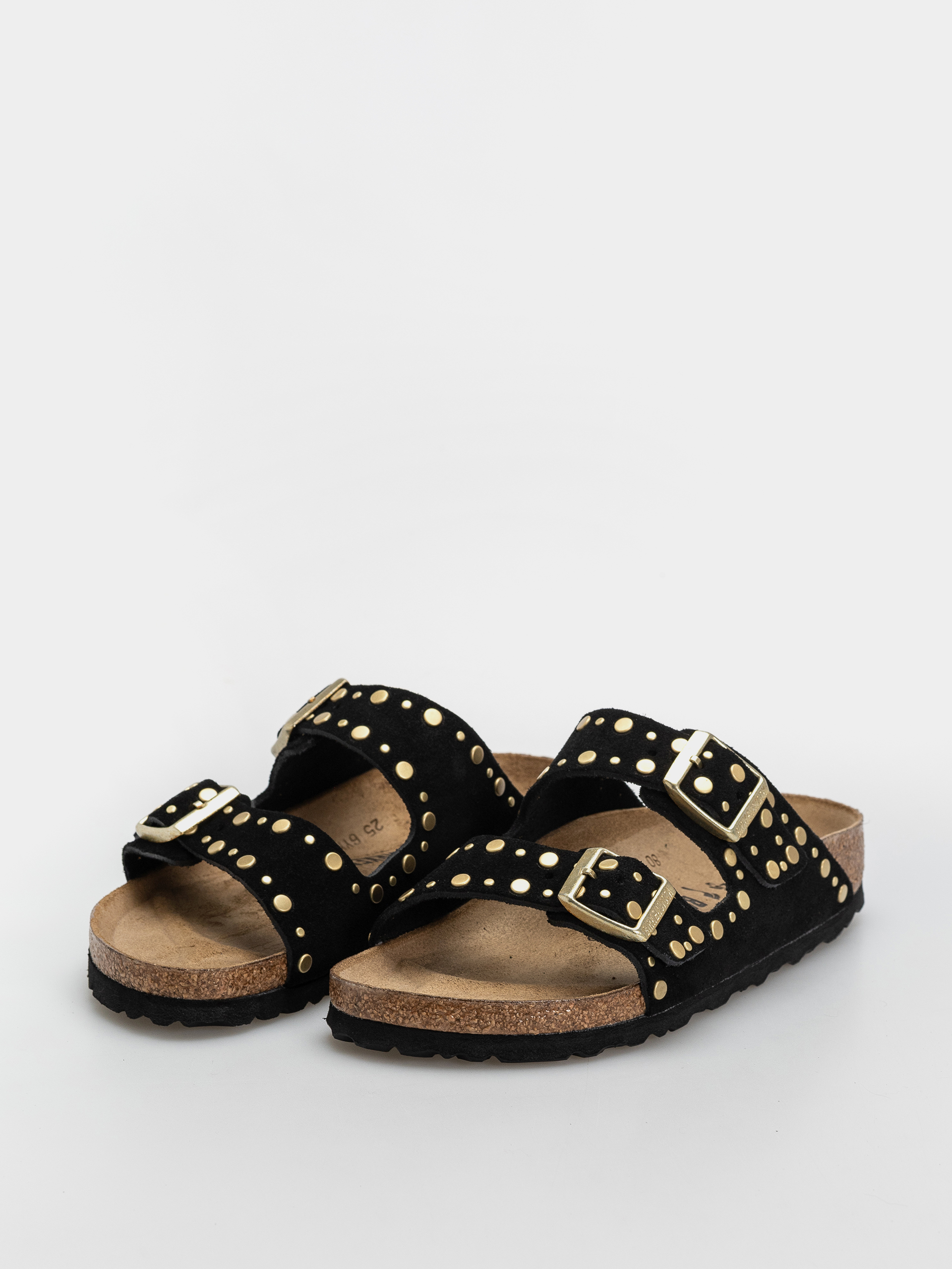 Birkenstock Arizona Rivets Suede Leather Narrow Wmn Flip-flop papucsok (black)