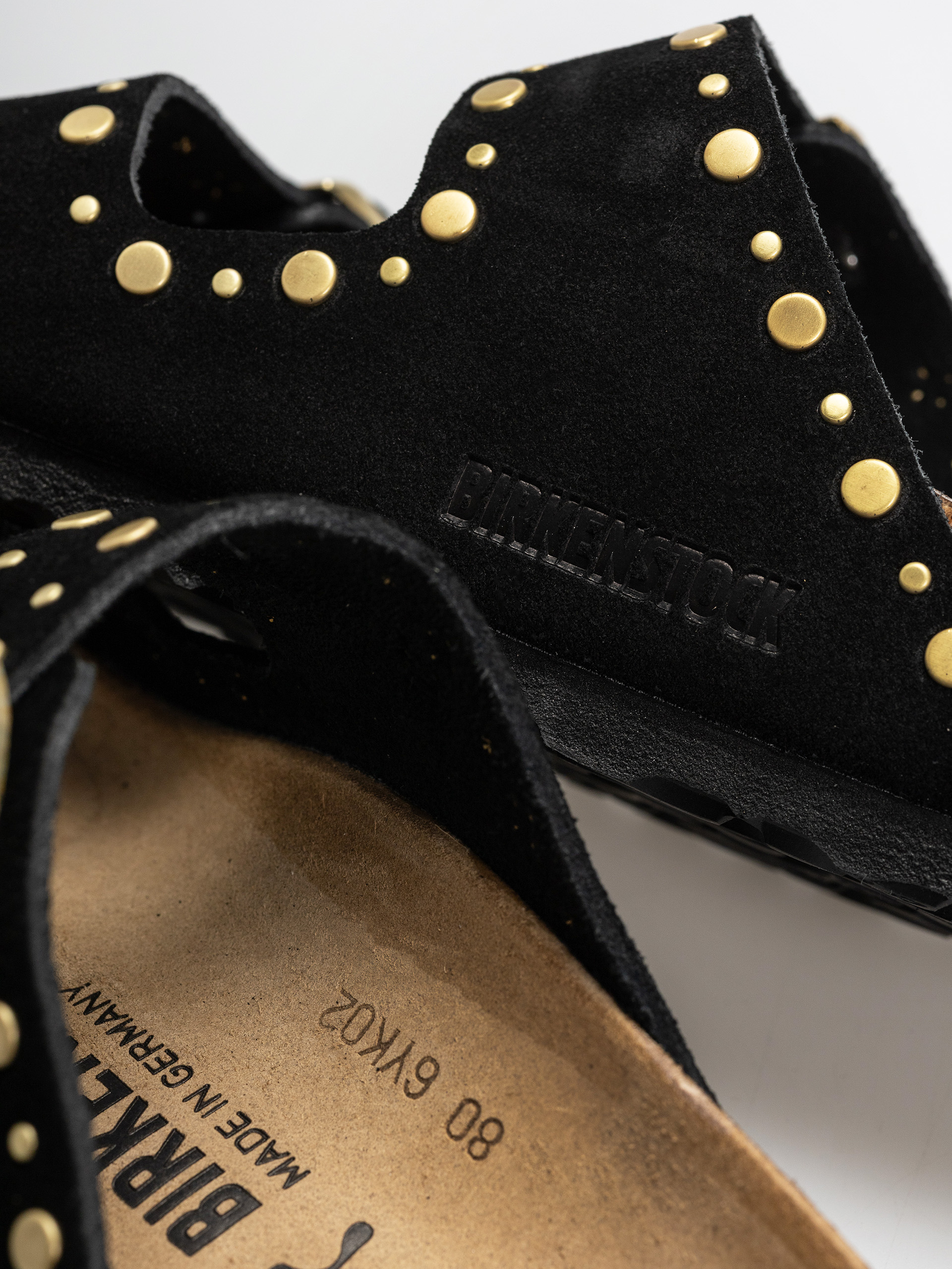 Birkenstock Arizona Rivets Suede Leather Narrow Wmn Flip-flop papucsok (black)