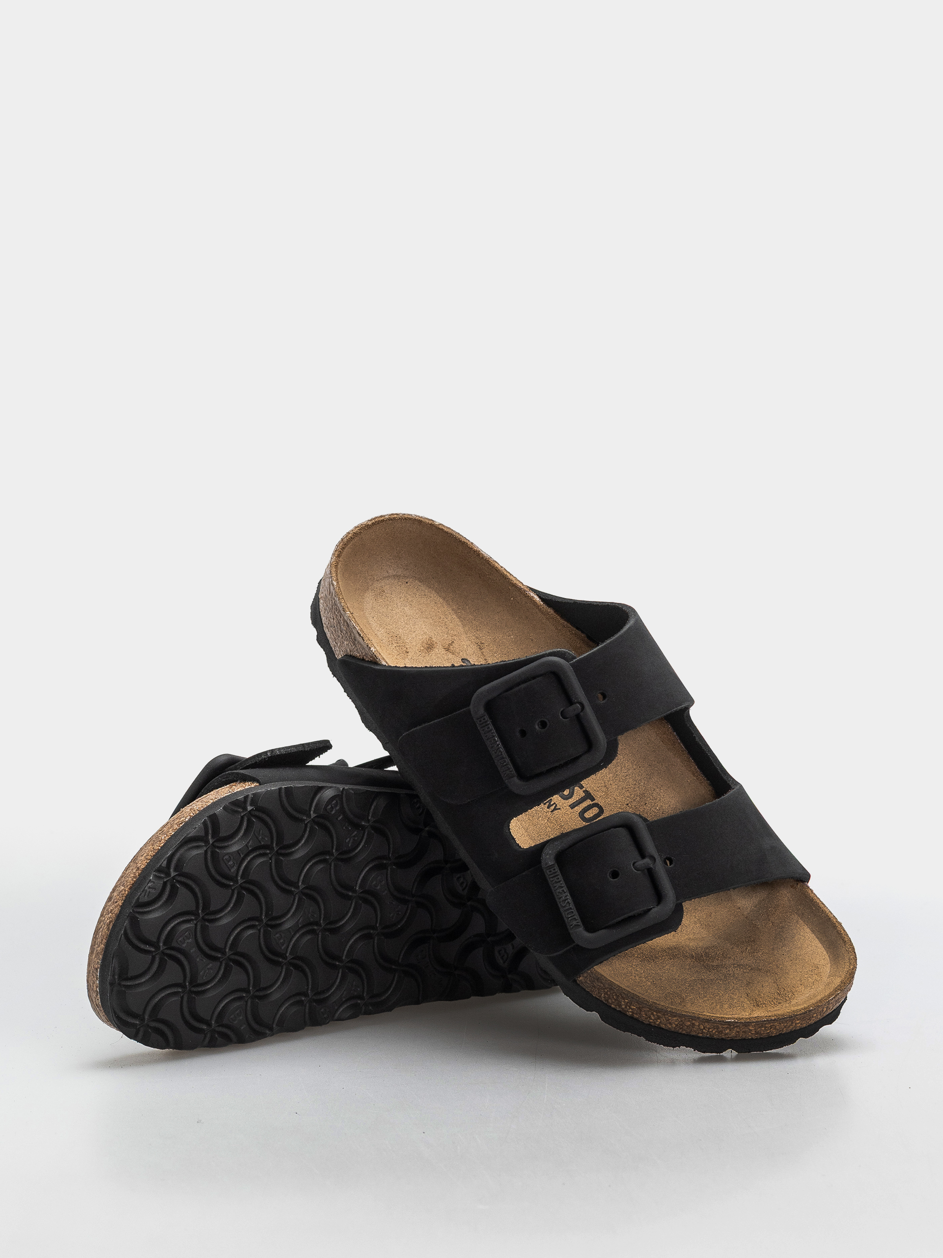Birkenstock Arizona Wire Buckle Nubuck Leather Narrow Flip-flop papucsok (black)