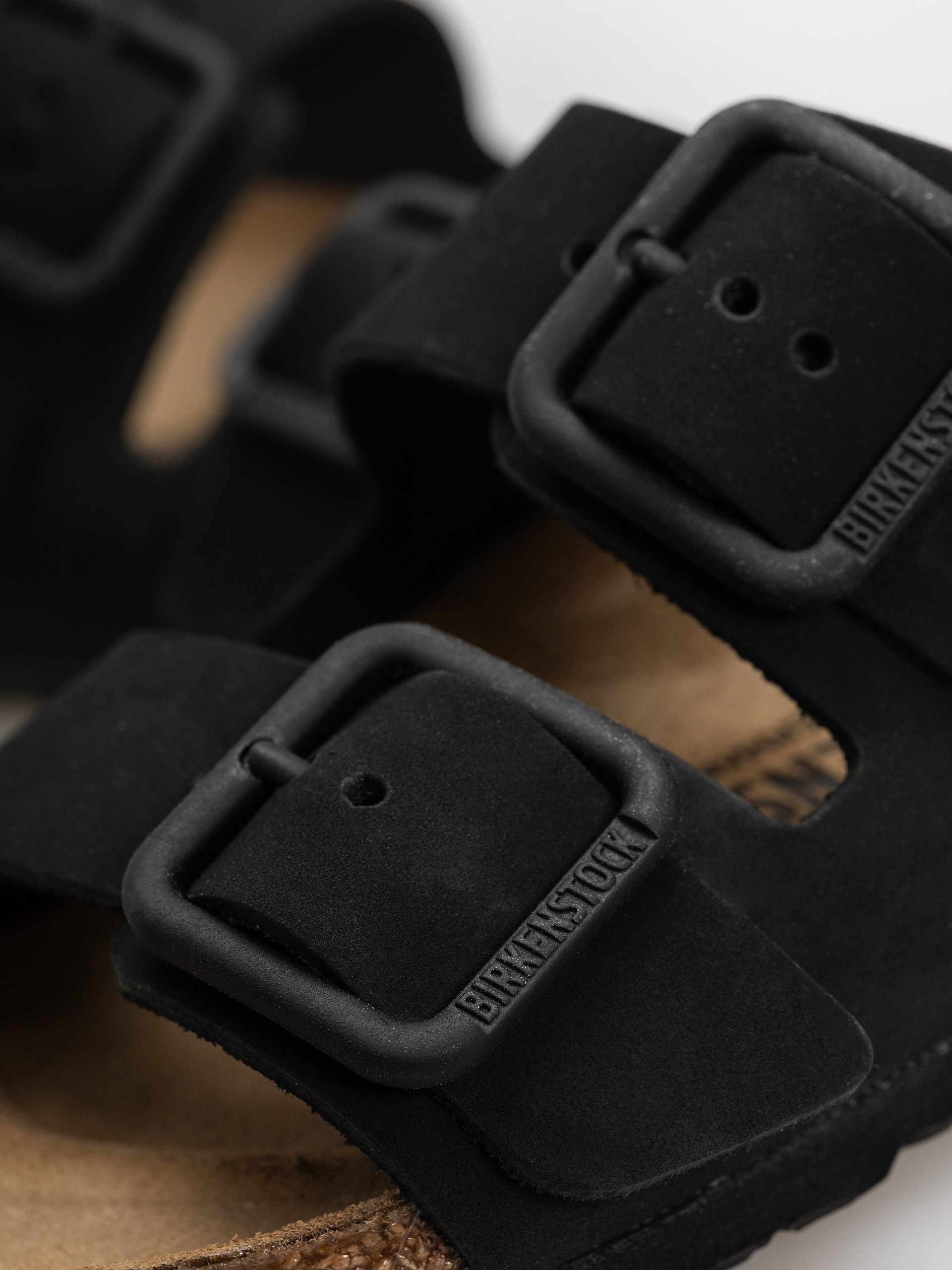 Birkenstock Arizona Wire Buckle Nubuck Leather Narrow Flip-flop papucsok (black)