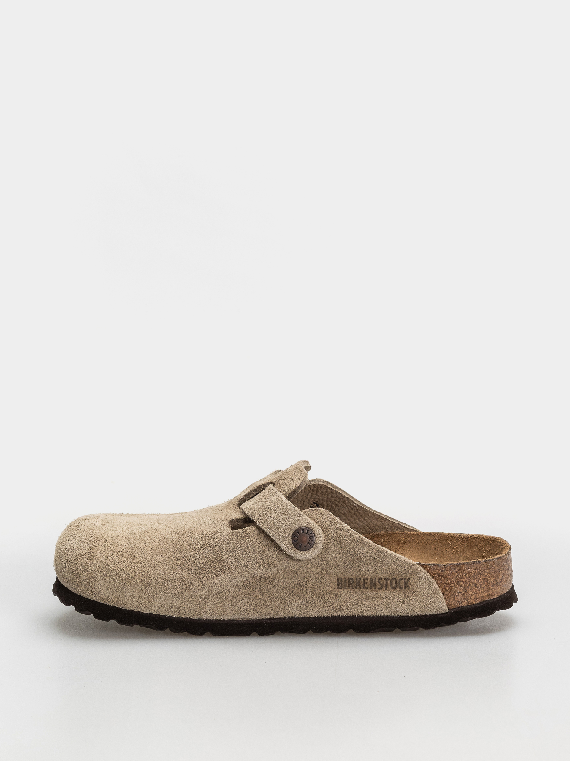 Flip-flop papucsok Birkenstock Boston Soft Footbed Suede Leather Regular (taupe)