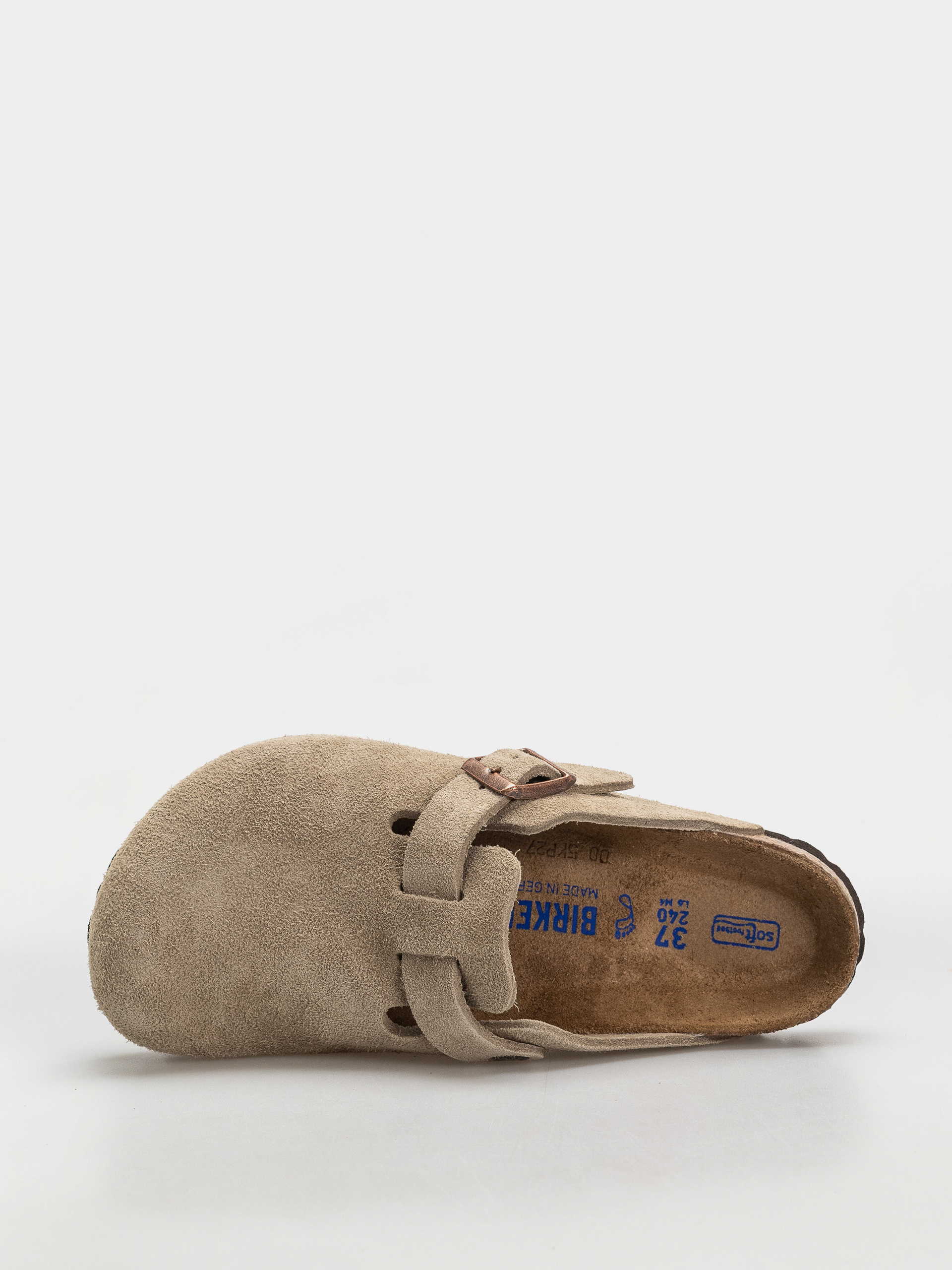 Flip-flop papucsok Birkenstock Boston Soft Footbed Suede Leather Regular (taupe)