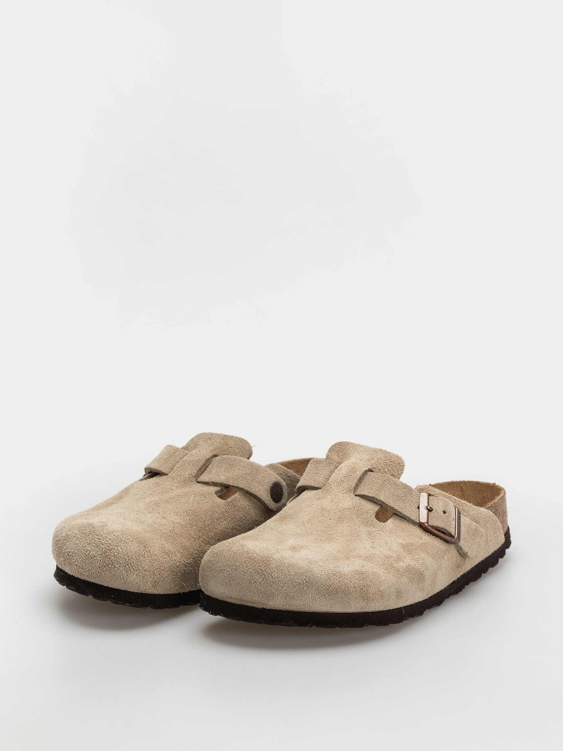 Flip-flop papucsok Birkenstock Boston Soft Footbed Suede Leather Regular (taupe)