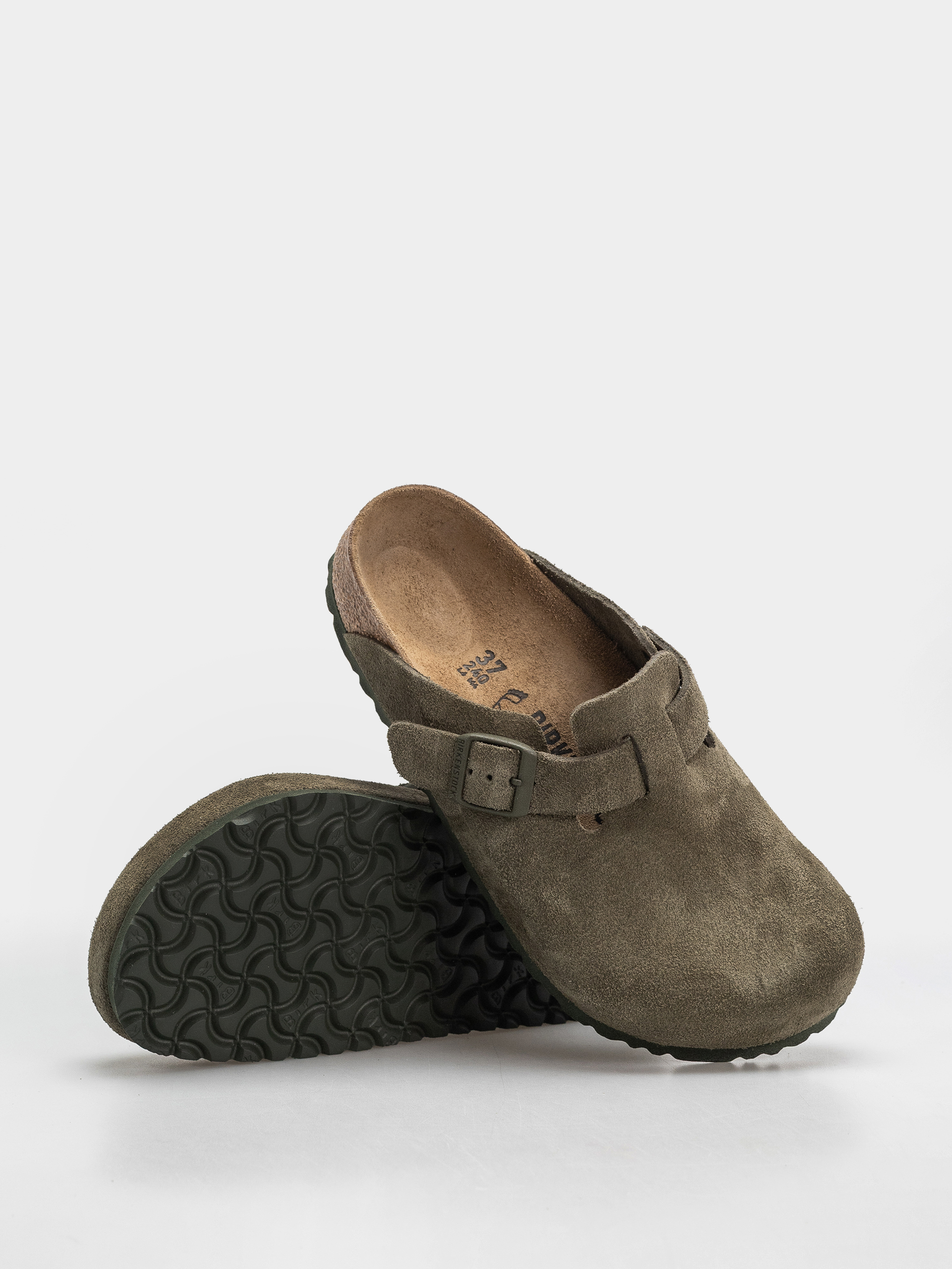 Flip-flop papucsok Birkenstock Boston Suede Leather Regular (thyme)