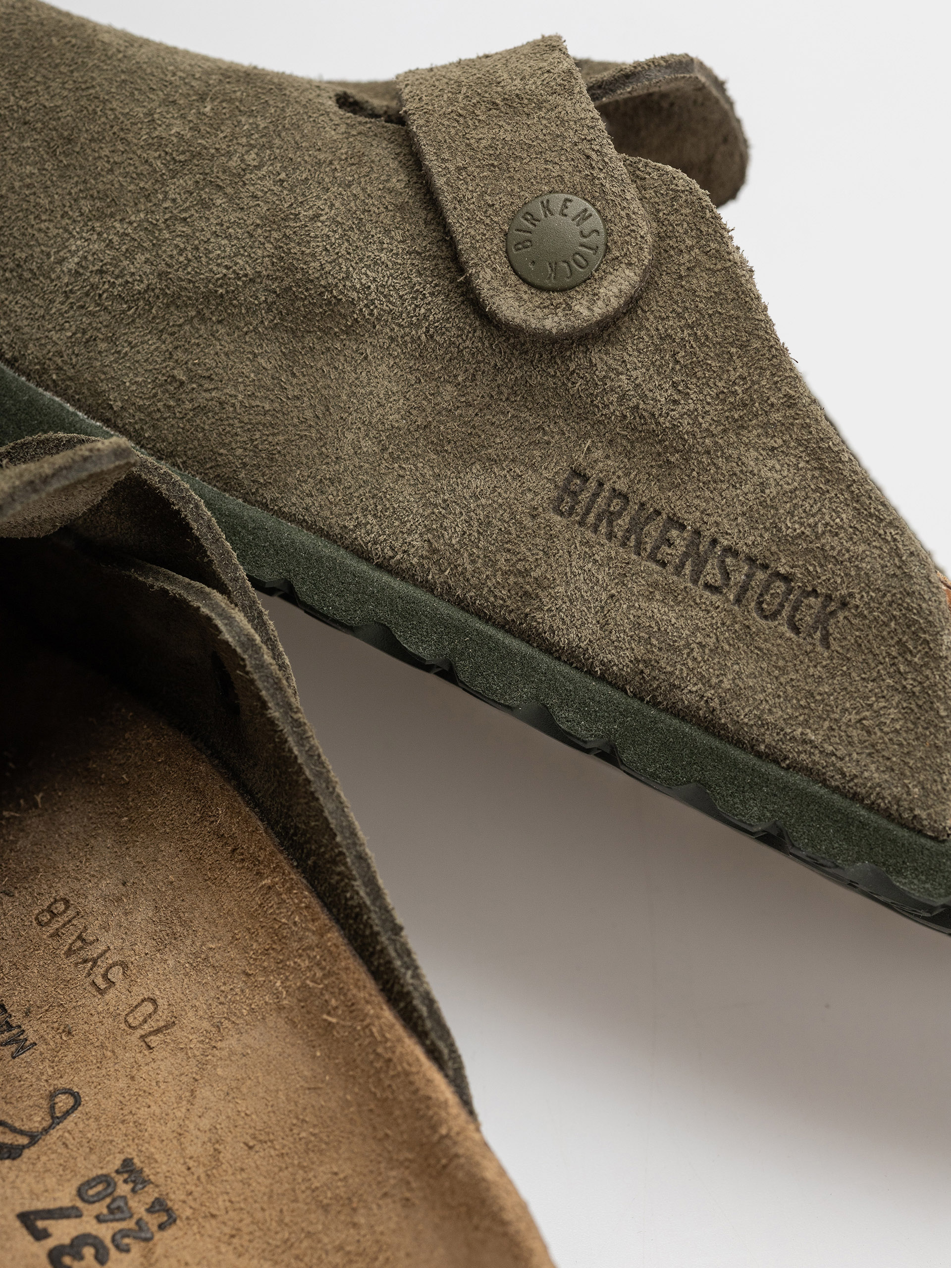 Flip-flop papucsok Birkenstock Boston Suede Leather Regular (thyme)