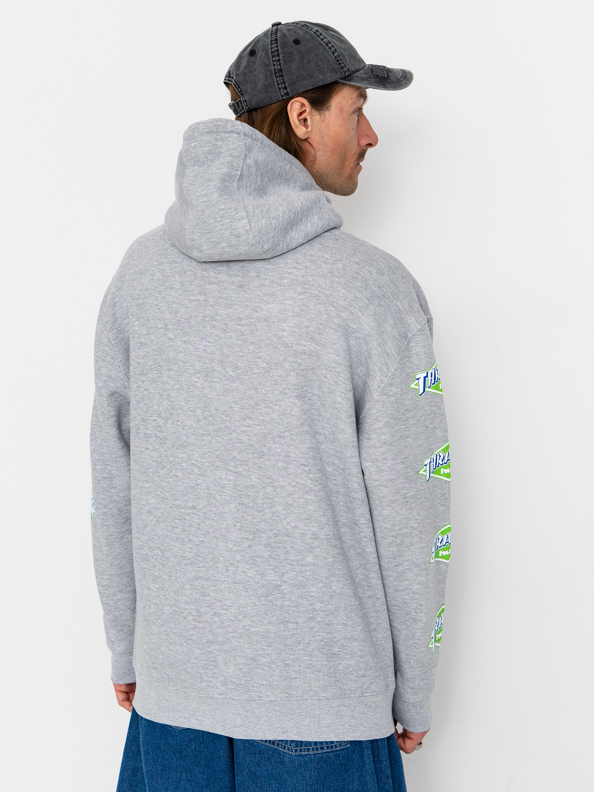 Kapucnis pulóver HUF X Thrasher Logo HD (heather grey)