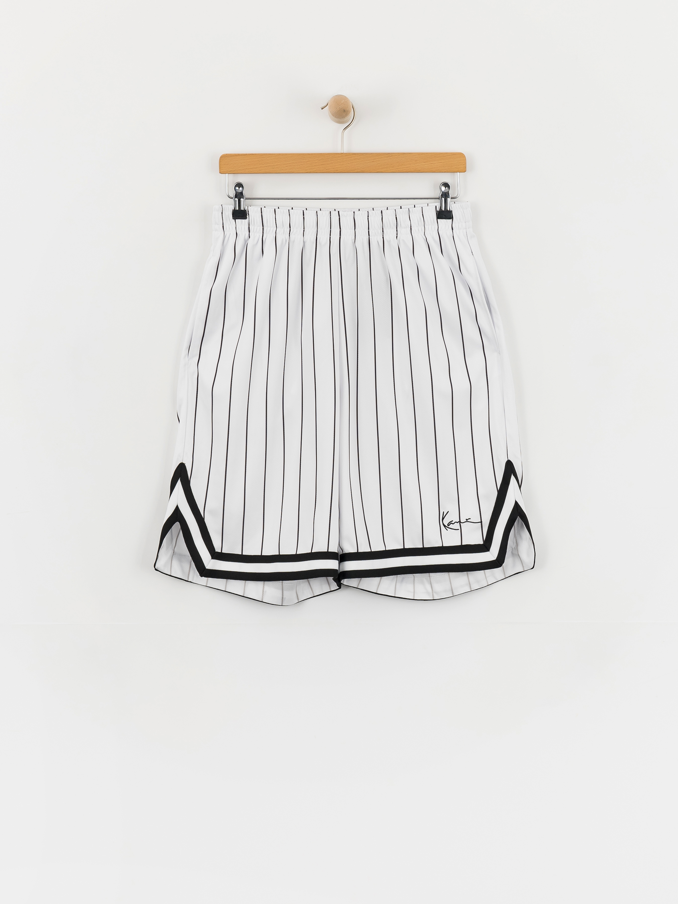Rövidnadrág Karl Kani Small Signature Pinstripe Mesh (white/black)