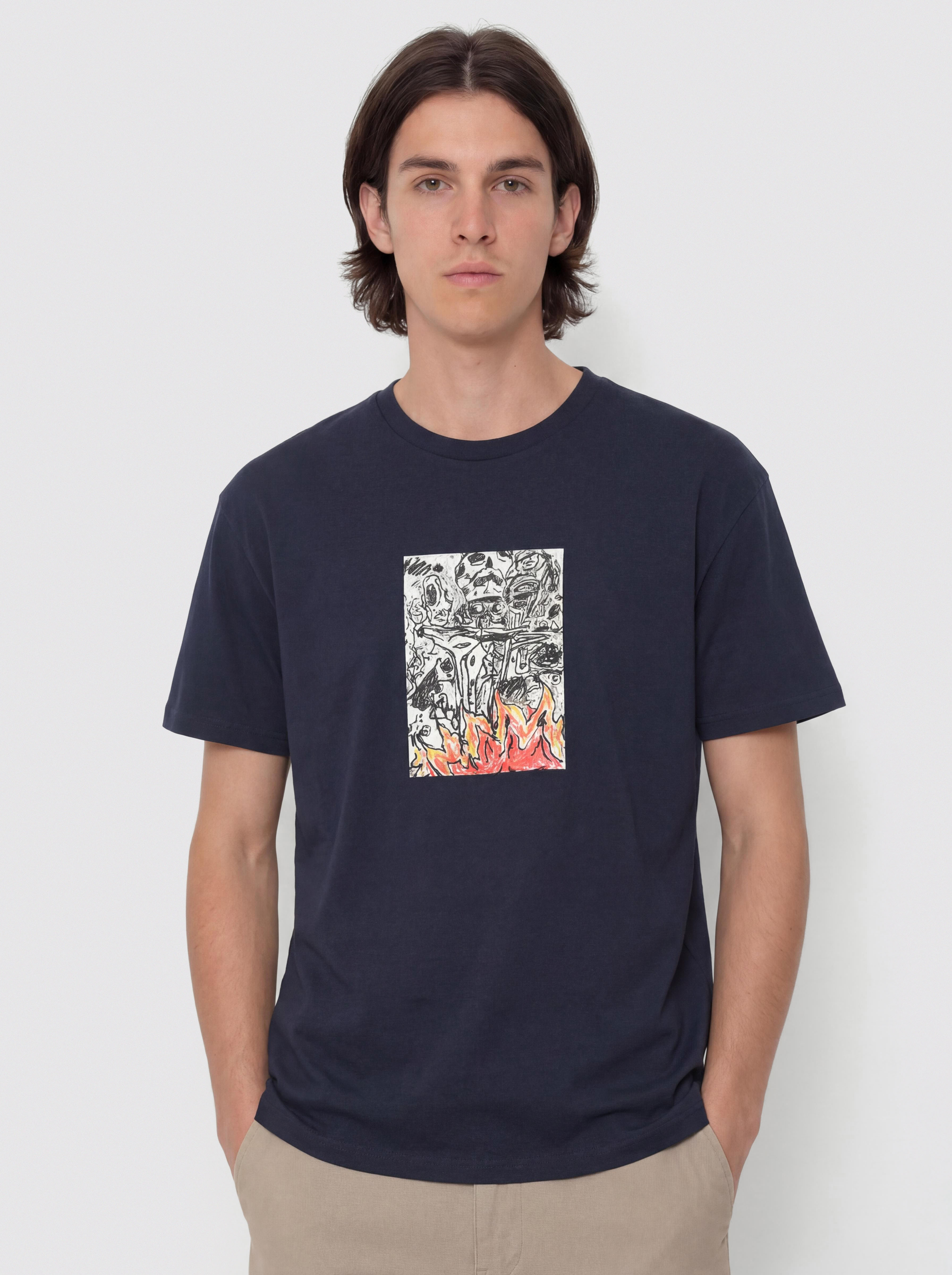 Poetic Collective Burning Skull Póló (navy)