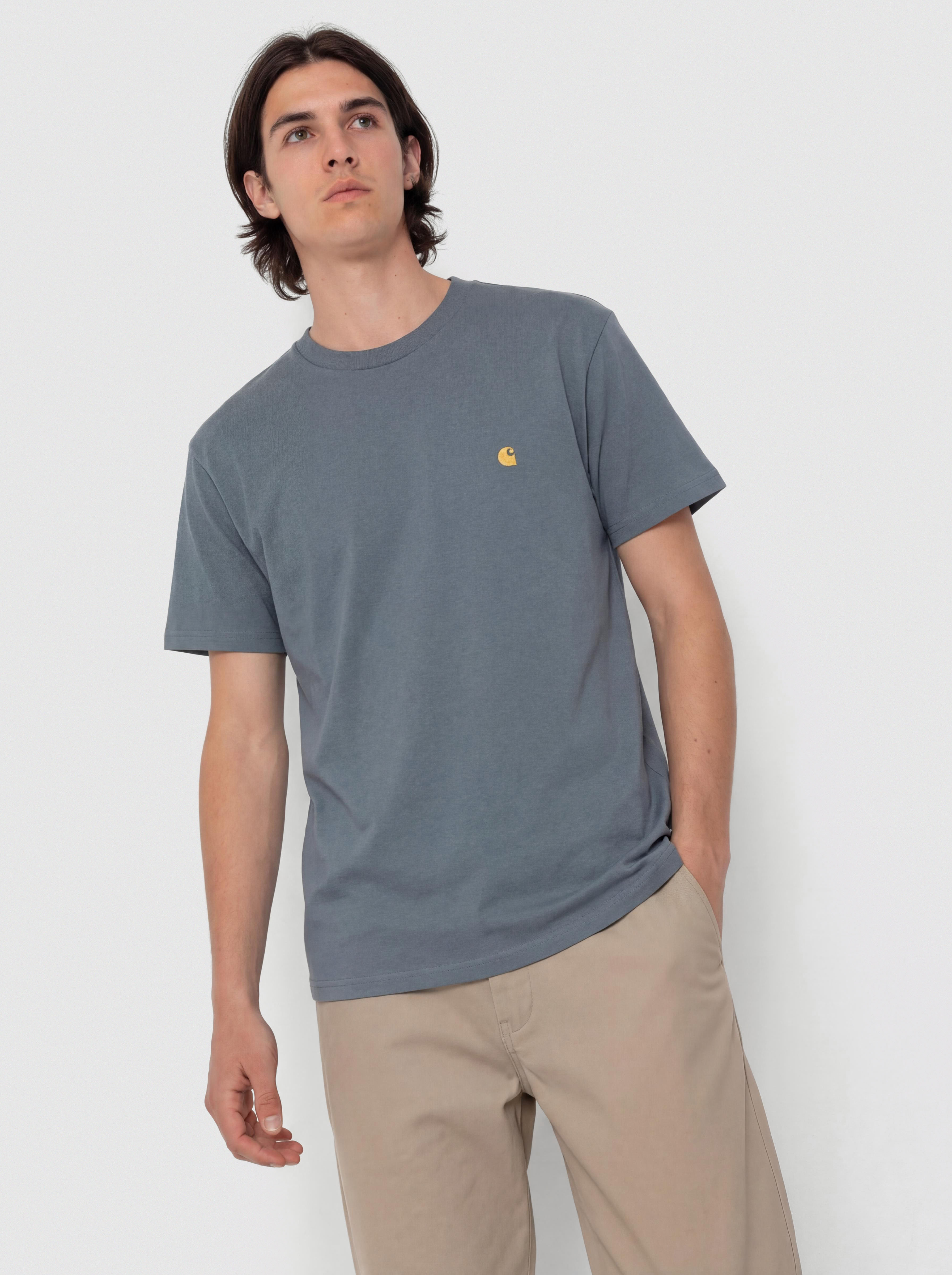 Póló Carhartt WIP Chase (cozy blue/gold)