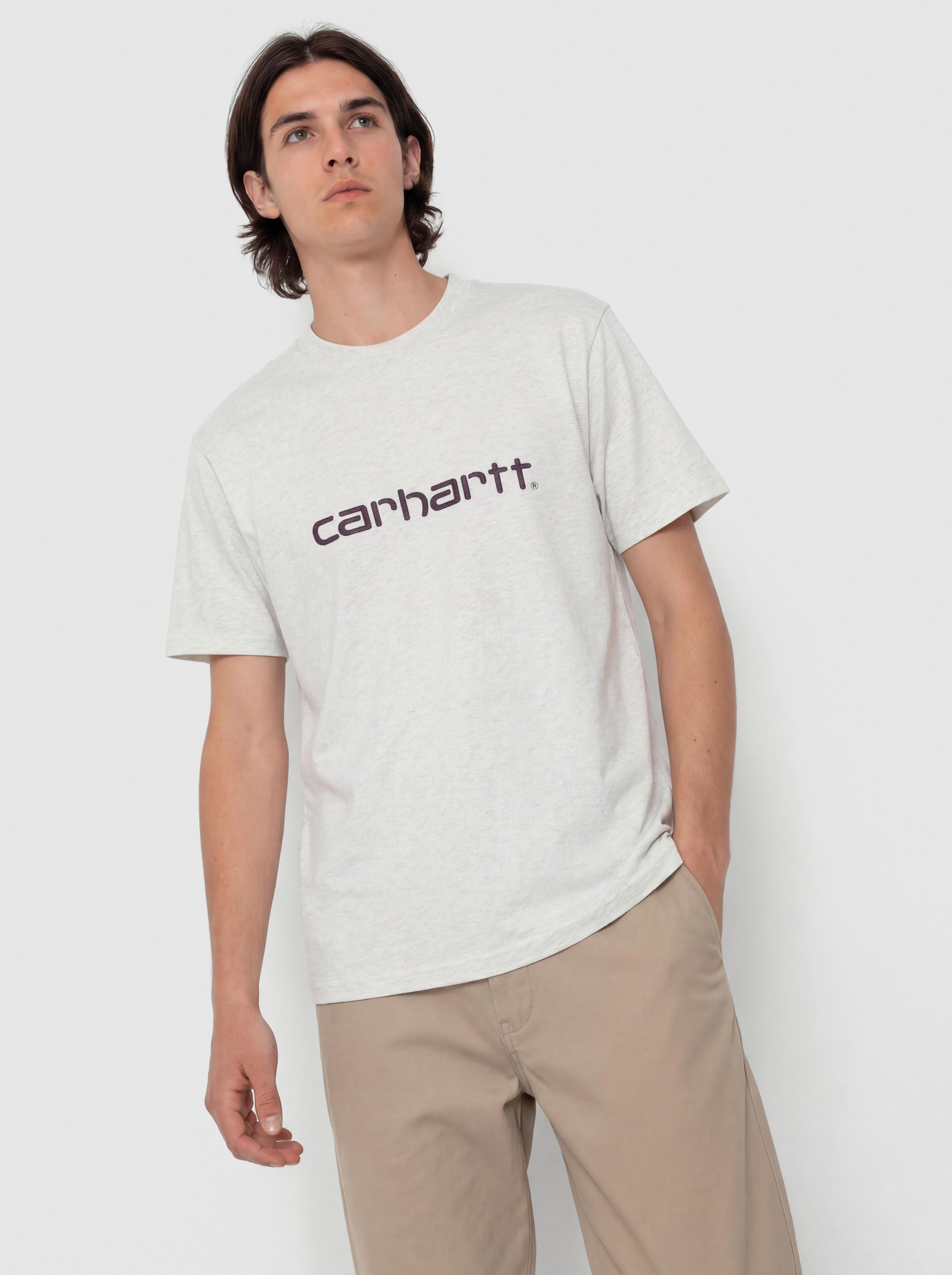 Póló Carhartt WIP Script (ash heather/cozy purple)