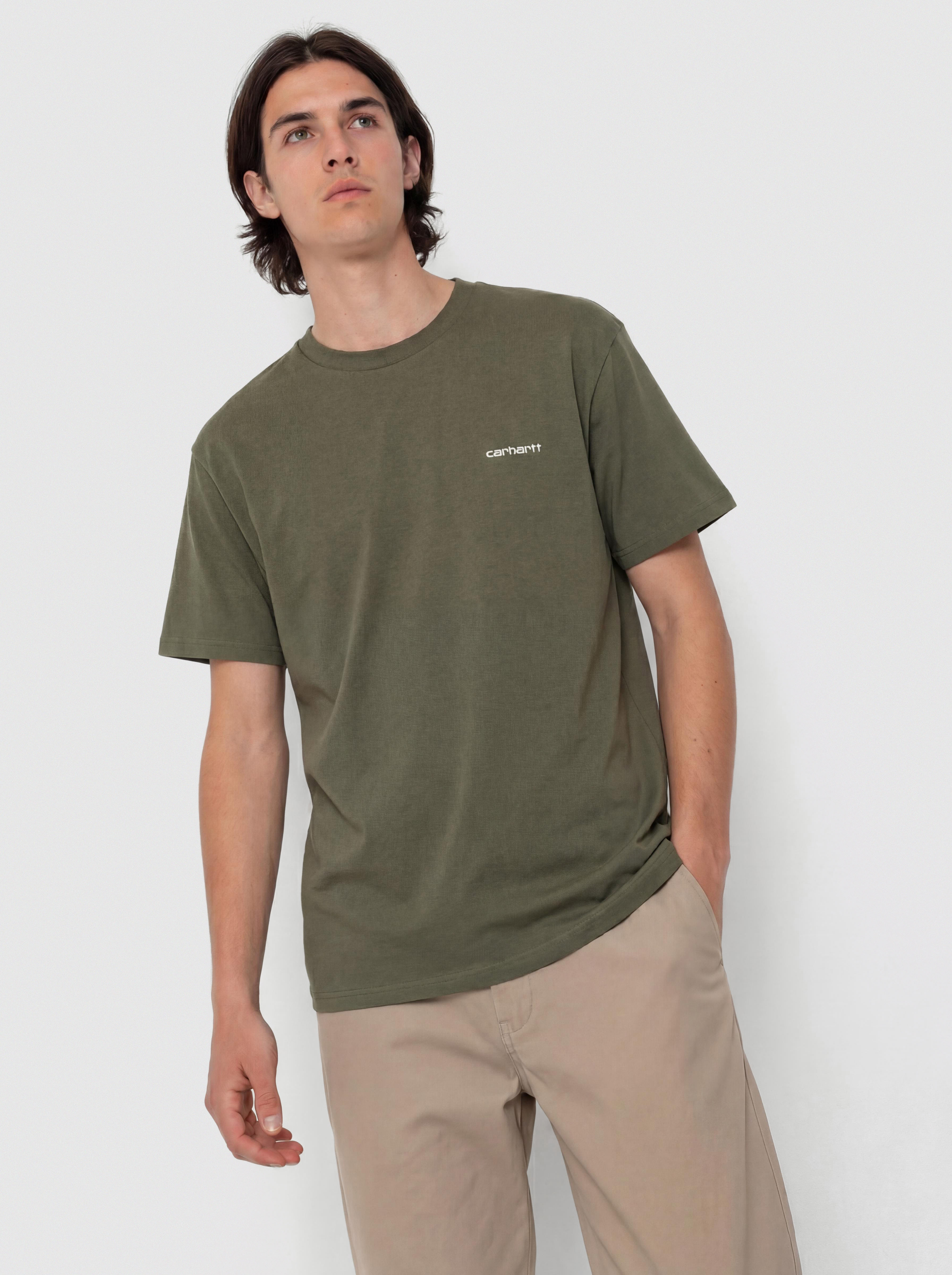 Póló Carhartt WIP Script Embroidery (leaf/white)
