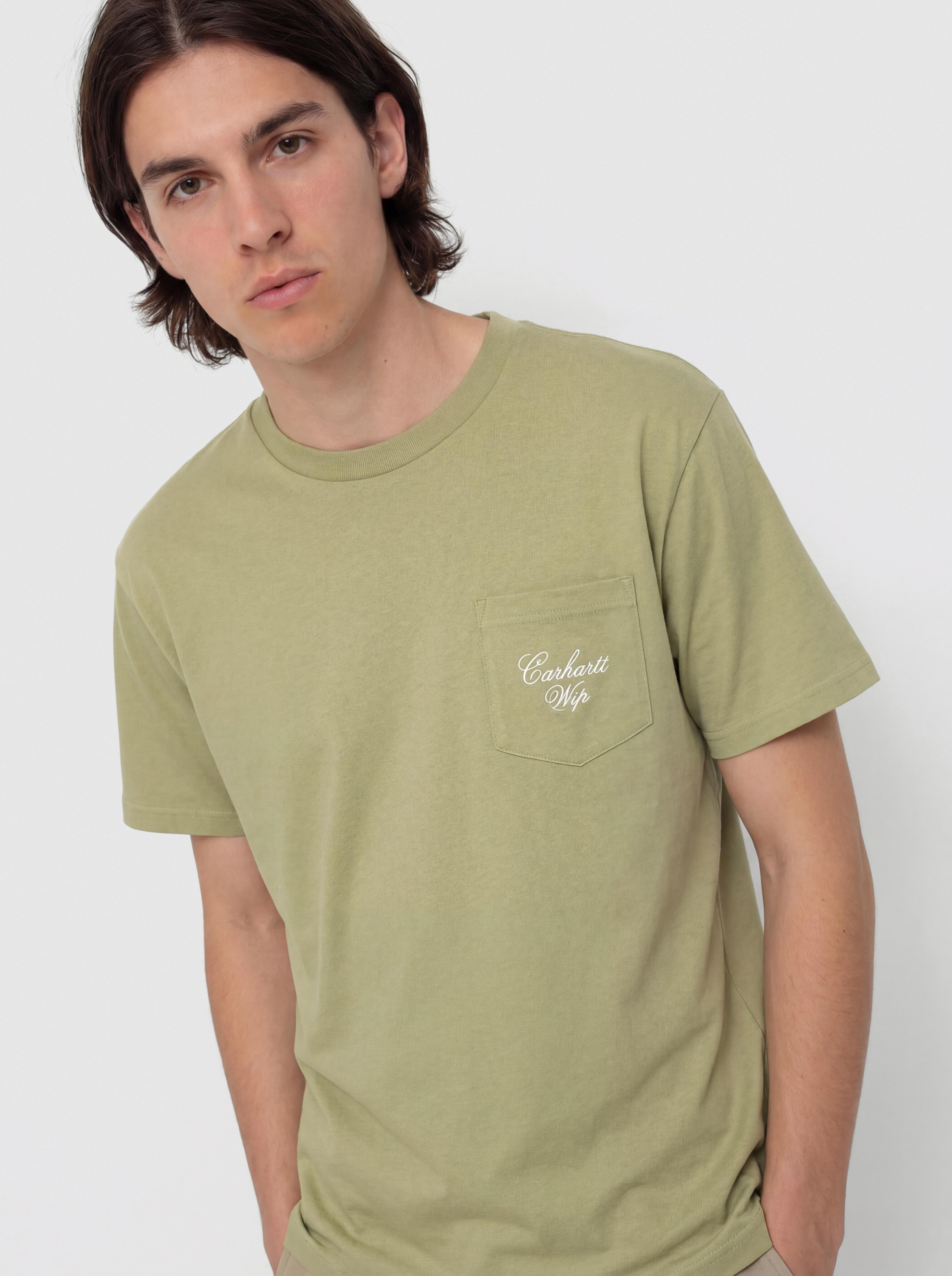 Póló Carhartt WIP Longhand Pocket (gentle green/white)