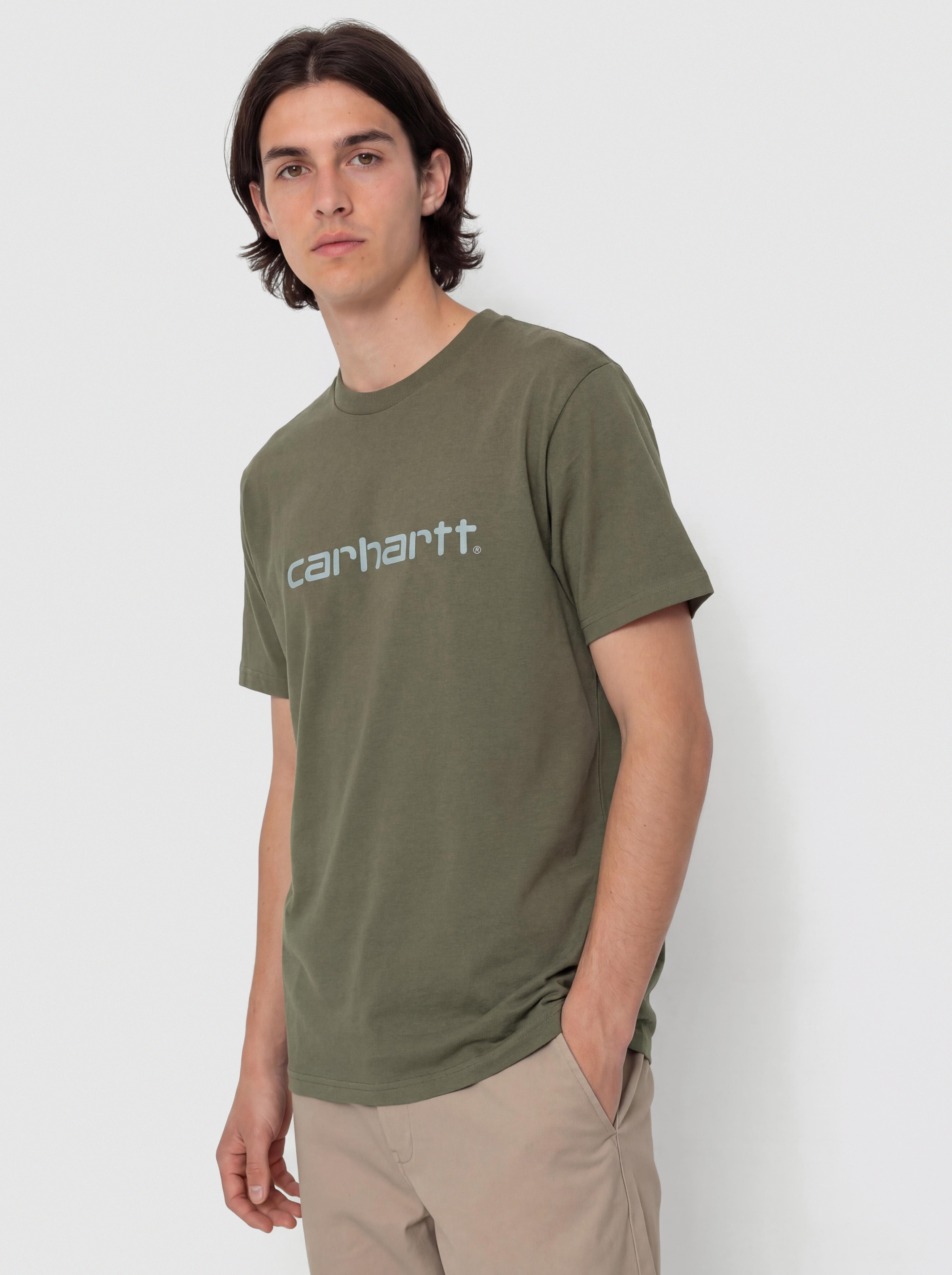 Póló Carhartt WIP Script (leaf/tourmaline)