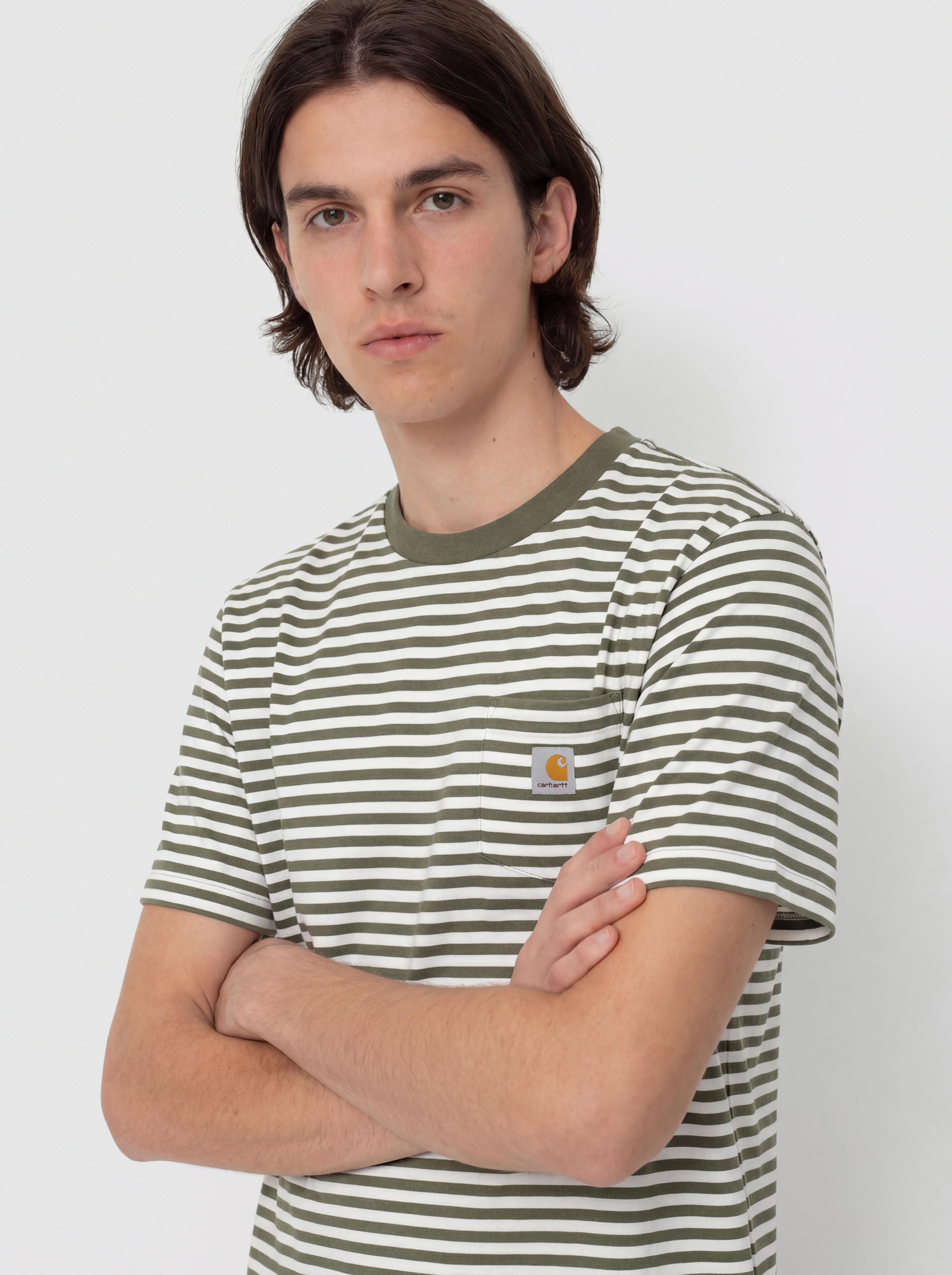 Póló Carhartt WIP Ezra Pocket (ezra stripe/leaf/wax)