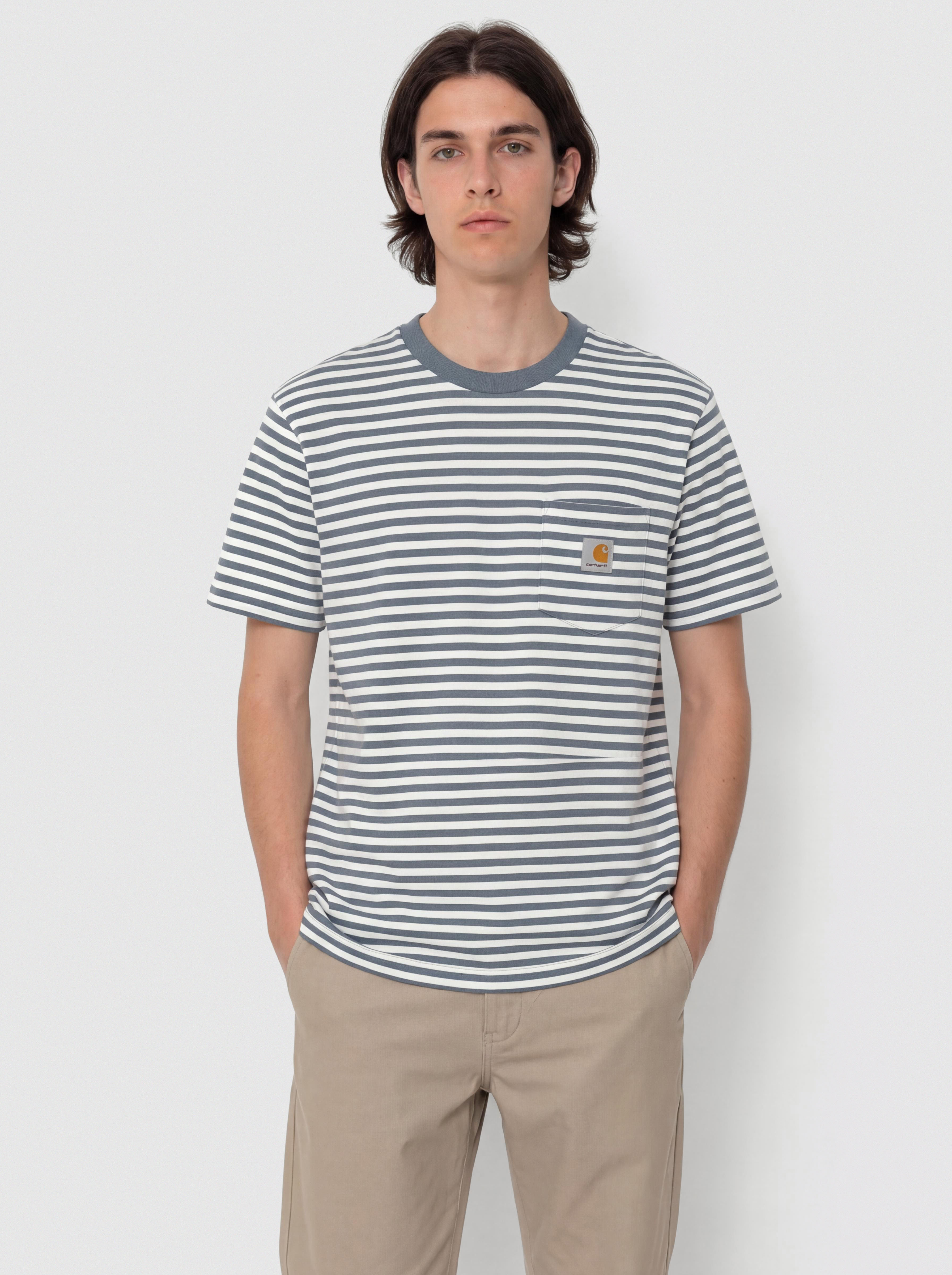 Póló Carhartt WIP Ezra Pocket (ezra stripe/cozy blue/wax)