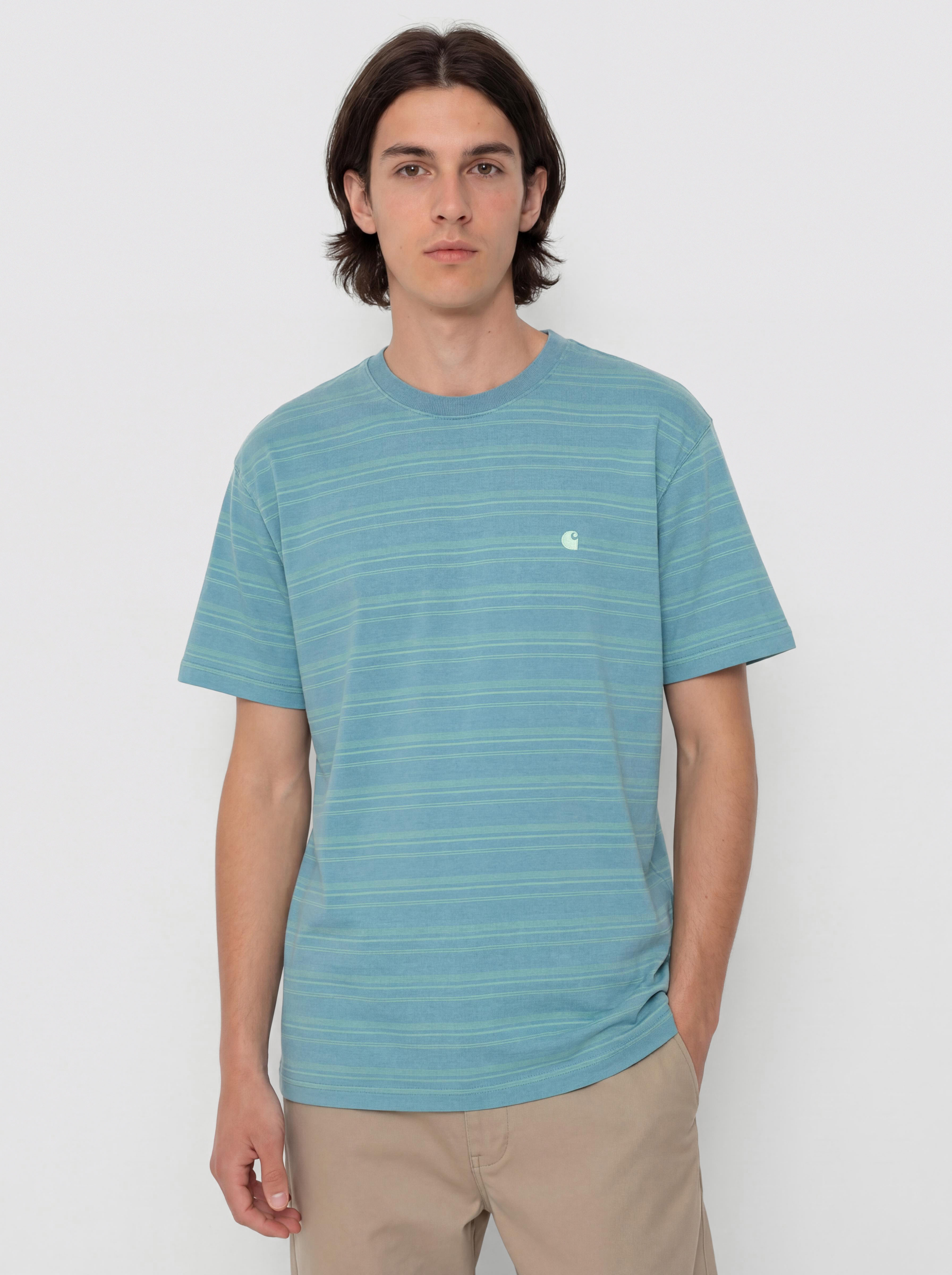 Carhartt WIP Brodine Póló (brodine stripe/saguaro/indigo overdyed)