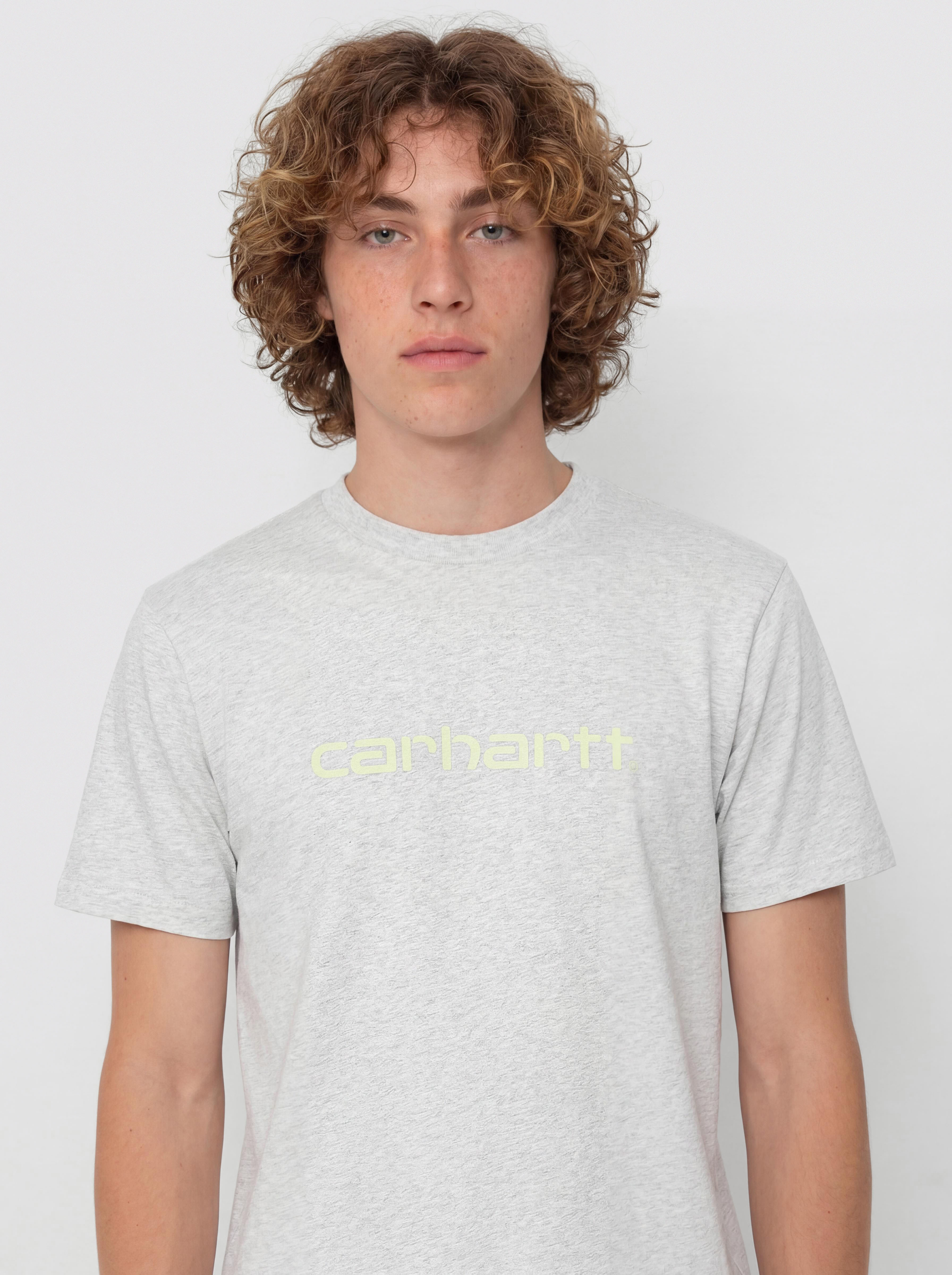 Carhartt WIP Script Póló (ash heather/air green)