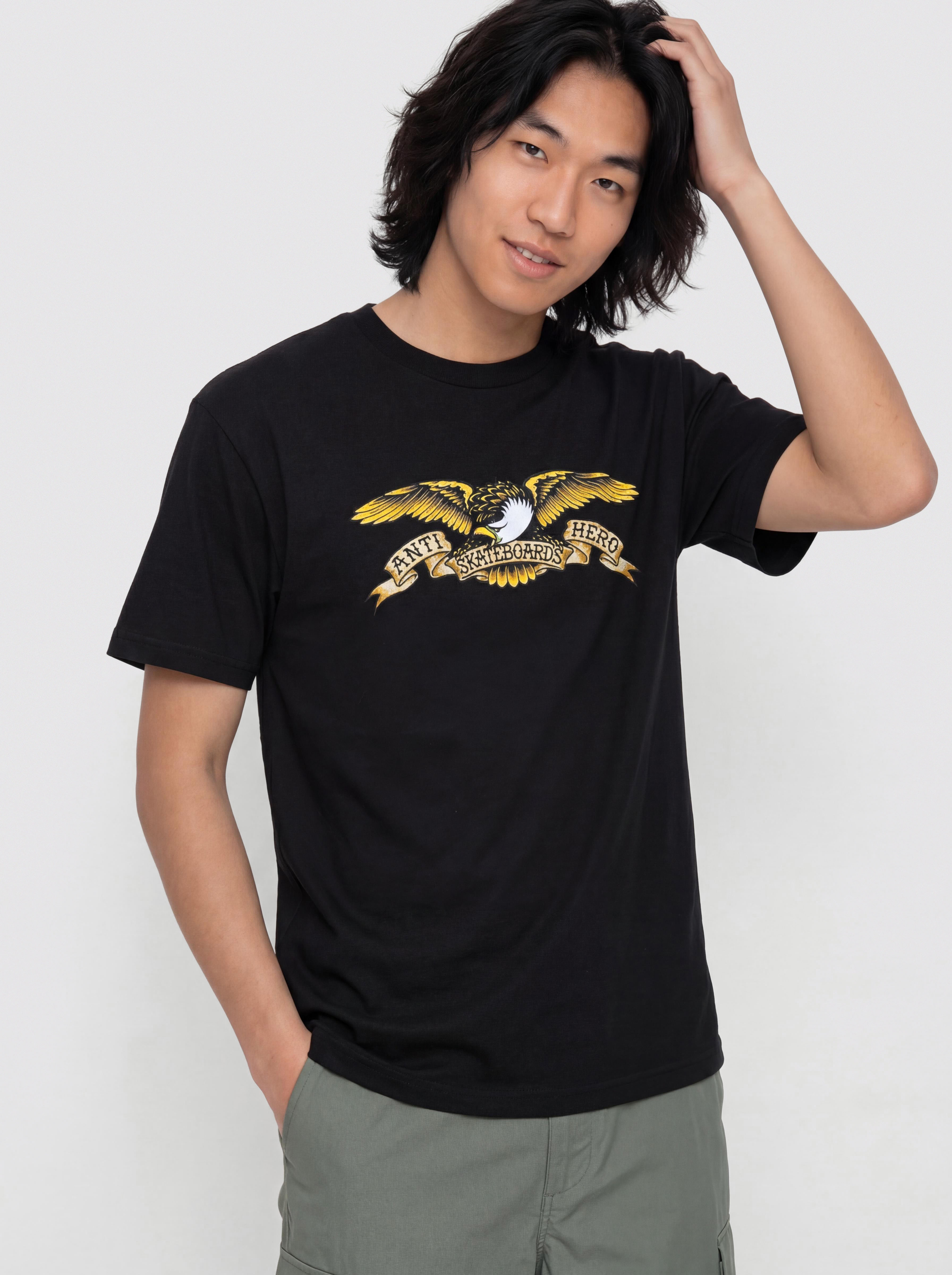 Antihero Eagle Póló (black w/black multi color print)