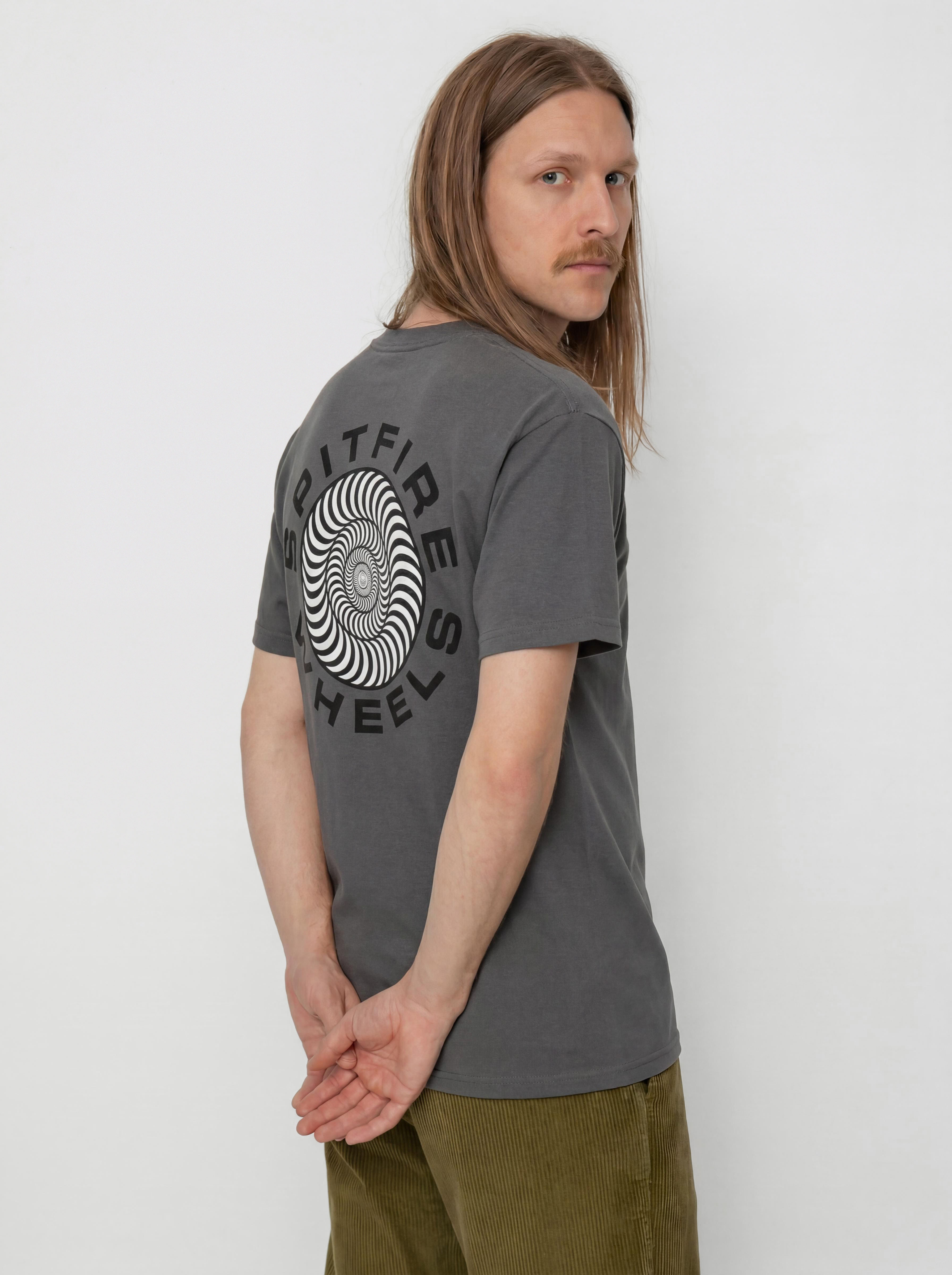 Spitfire Classic 87 Swirl Fill Póló (charcoal solid w/black&white prints)