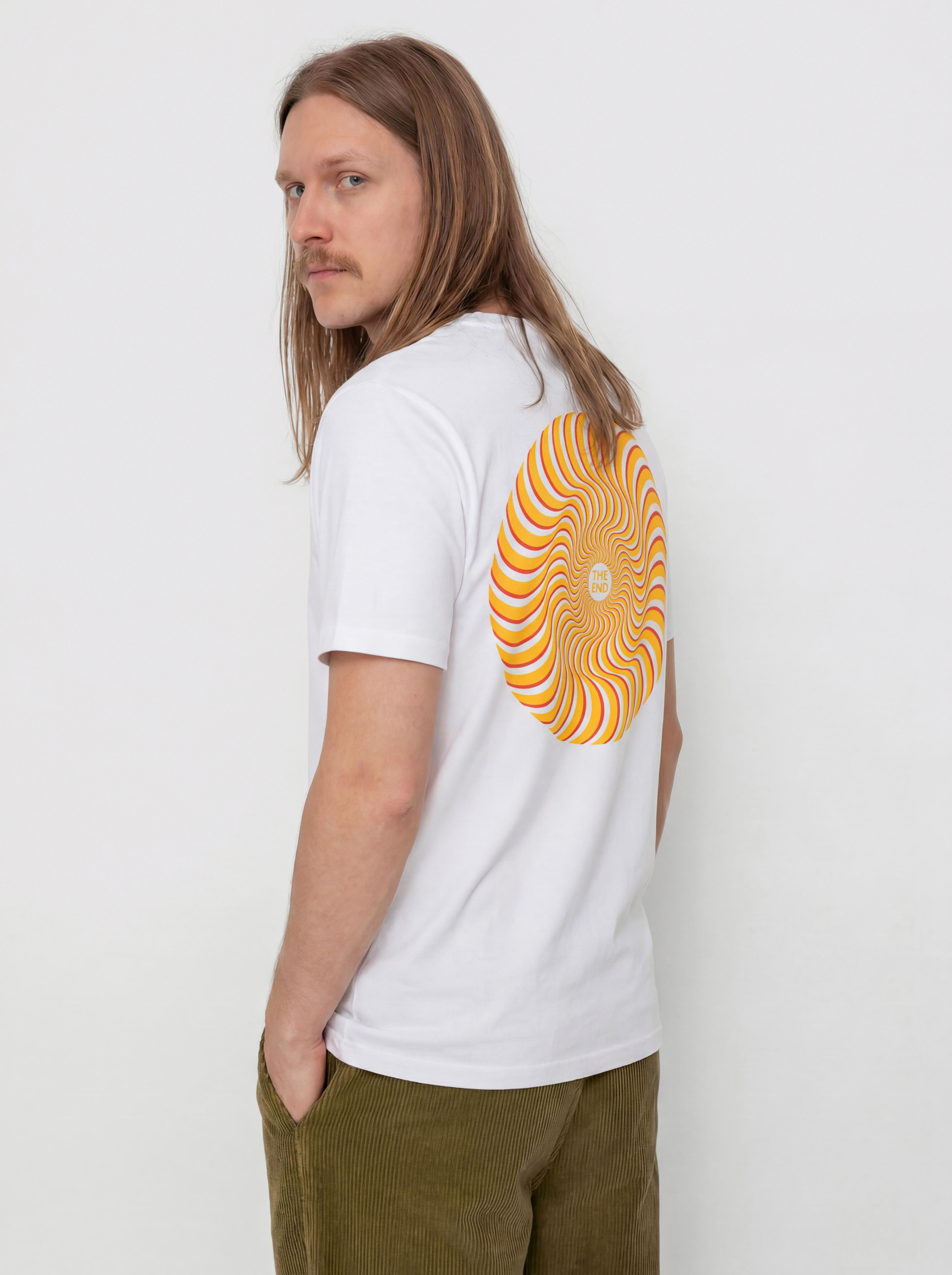 Spitfire Classic Swirl Overlay Póló (white w/yellow & red prints)
