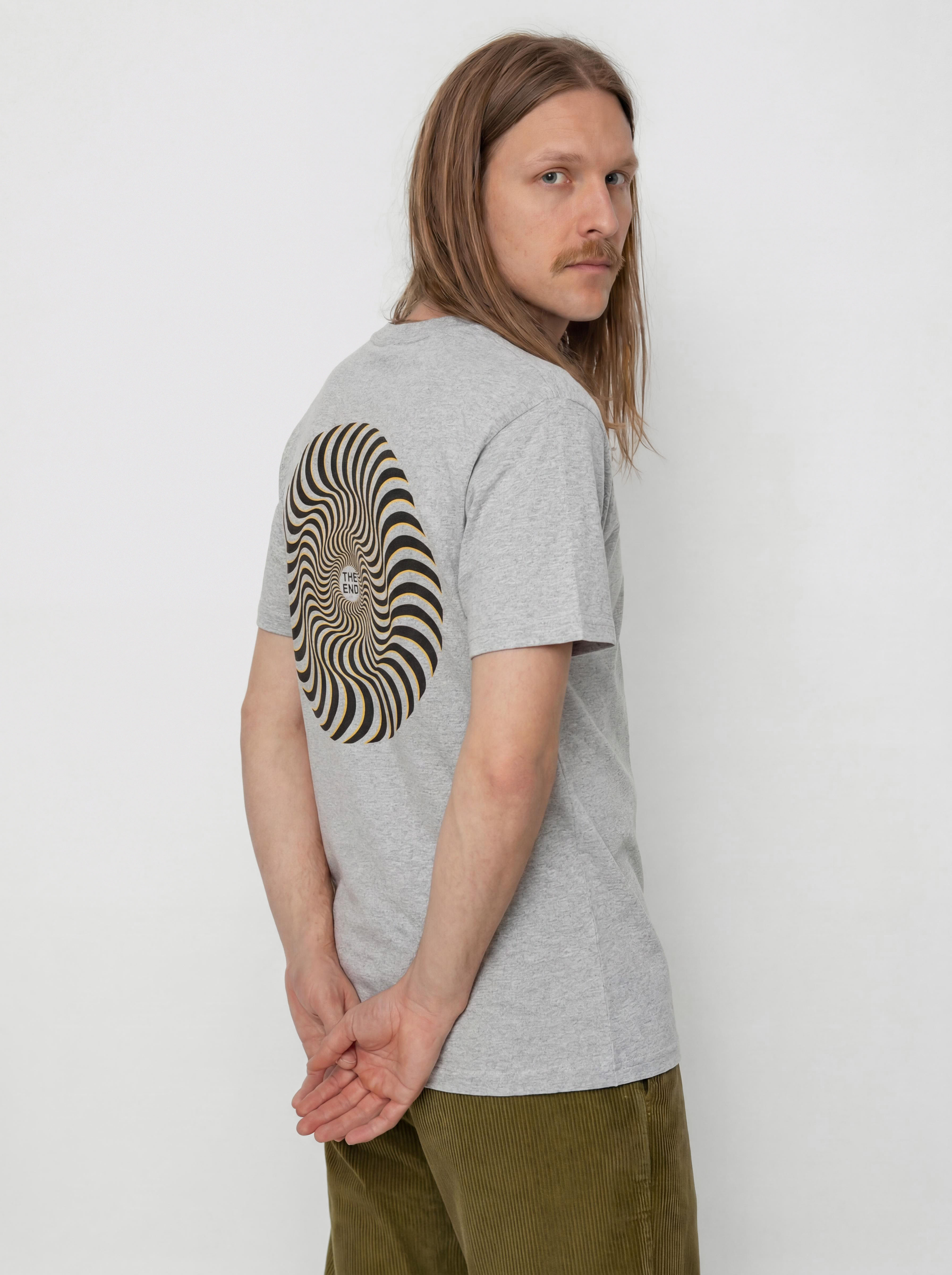Spitfire Classic Swirl Overlay Póló (heather grey w/black&gold prints)