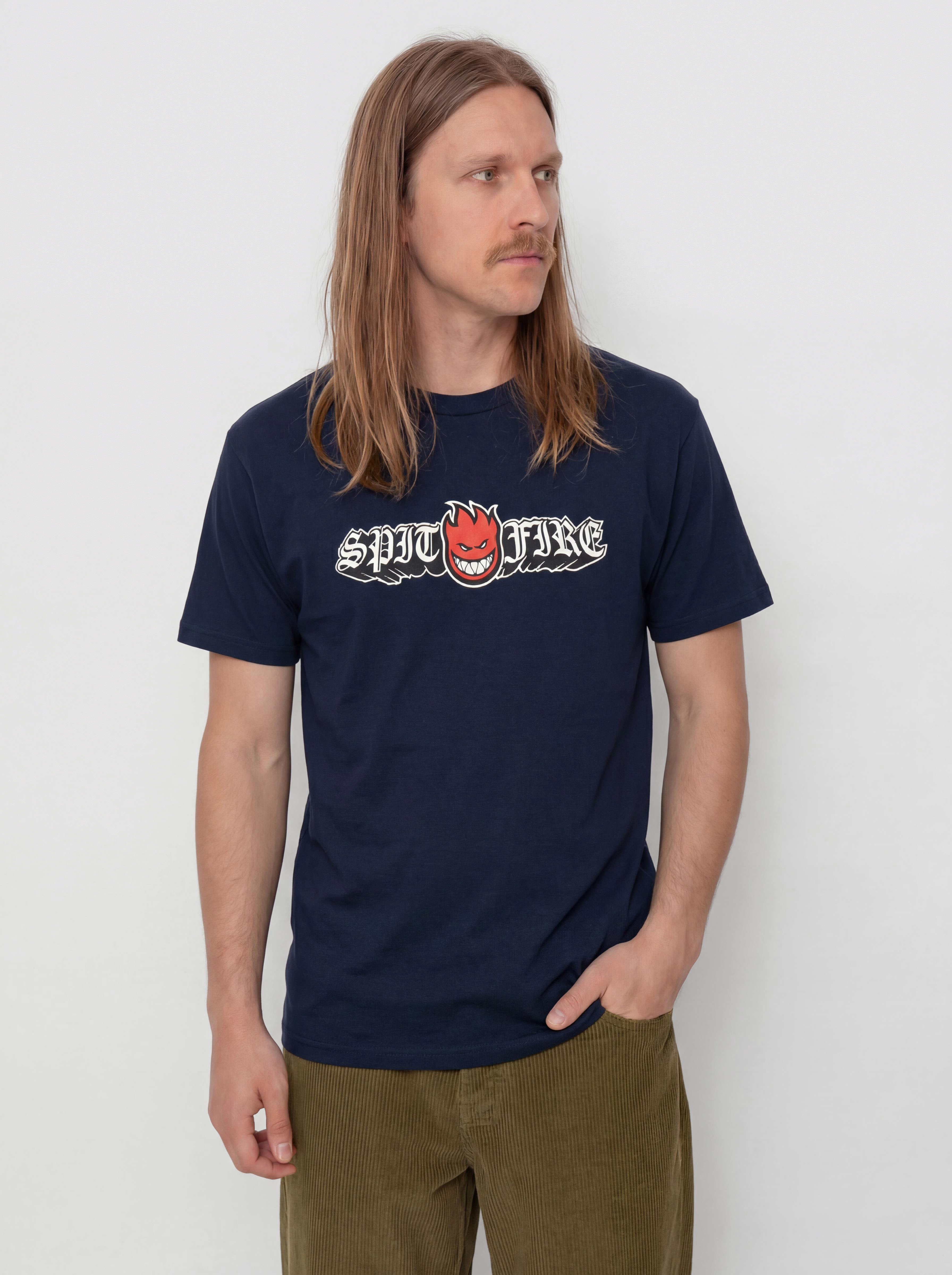 Spitfire Old E Drop Bighead Póló (true navy w/red black & white print)