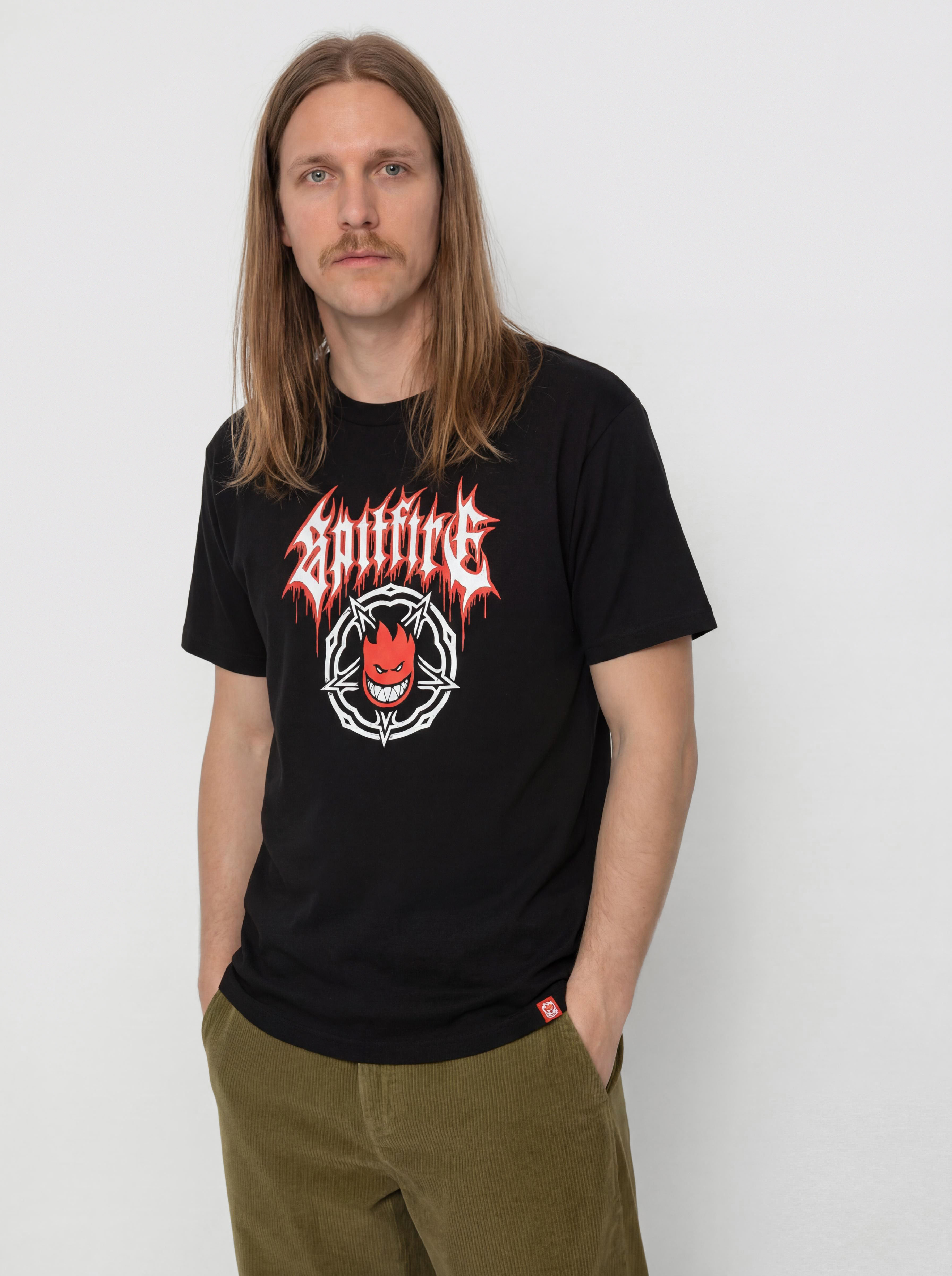 Spitfire Pentagram Drip Póló (black w/red & white print)