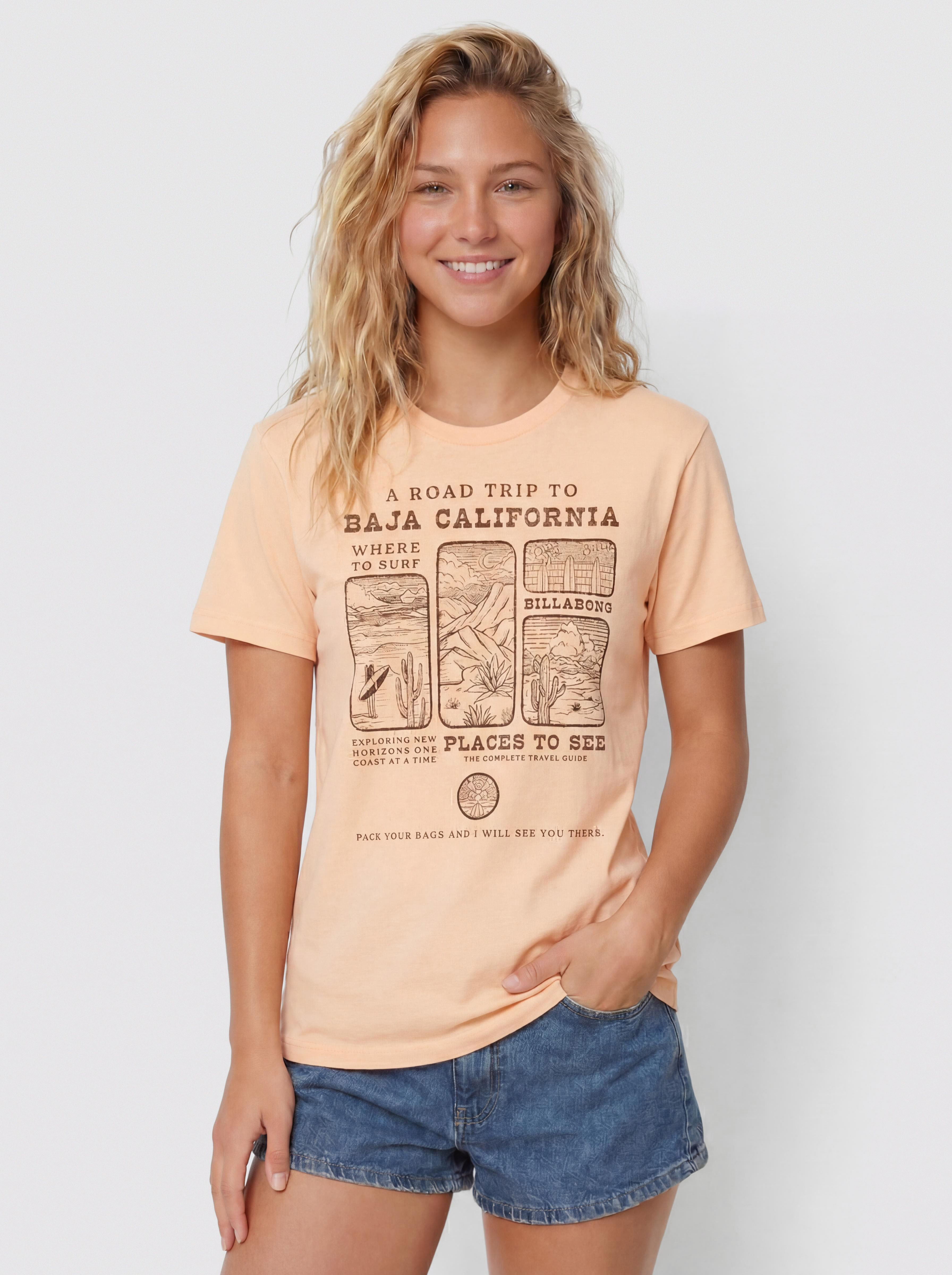 Billabong Flying To The Moon Wmn Póló (soft peach)